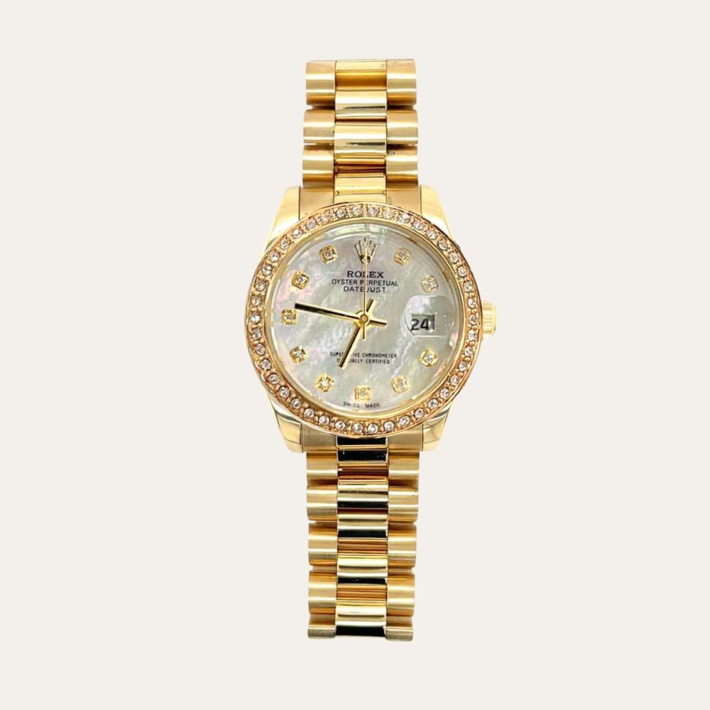 Rolex Lady Datejust 28 Diamond Dial 18K Gold In White 28Mm