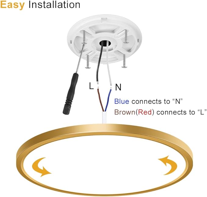 12Inch Gold Flush Mount Ceiling Light Fixture