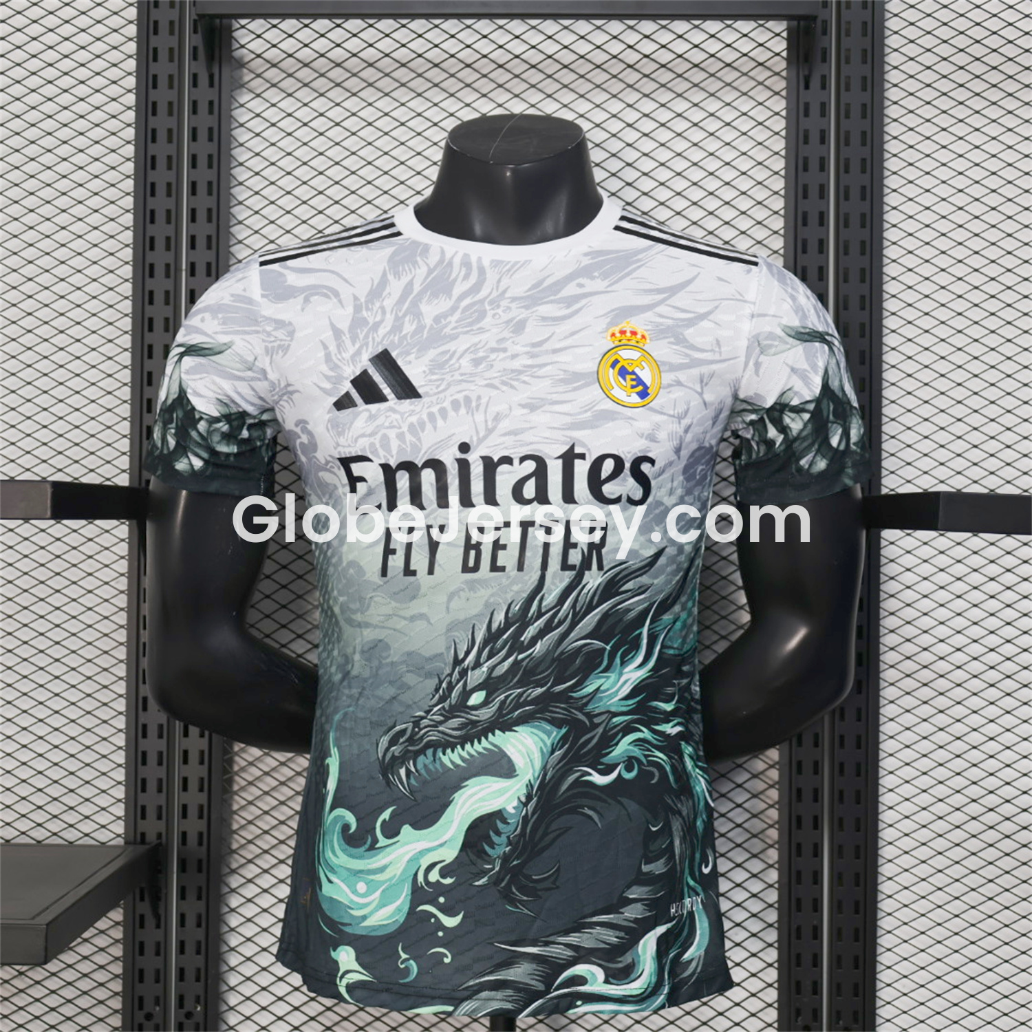Real Madrid 25-26 Black Green Dragon Soars White Jersey - Player Version