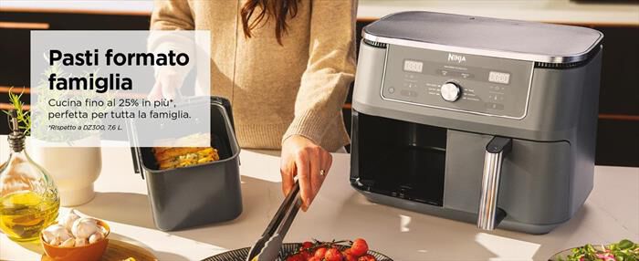 NINJA - Friggitrice ad aria AIR FRYER MAX DUALZONE 6-IN-1-Nero / Alluminio