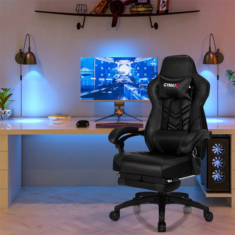 Ergonomic Gaming Chair Recliner with Footrest. Linkage Armrests & Lumbar Support. Big Wide High Back Swivel Video Gaming Office Computer Chair