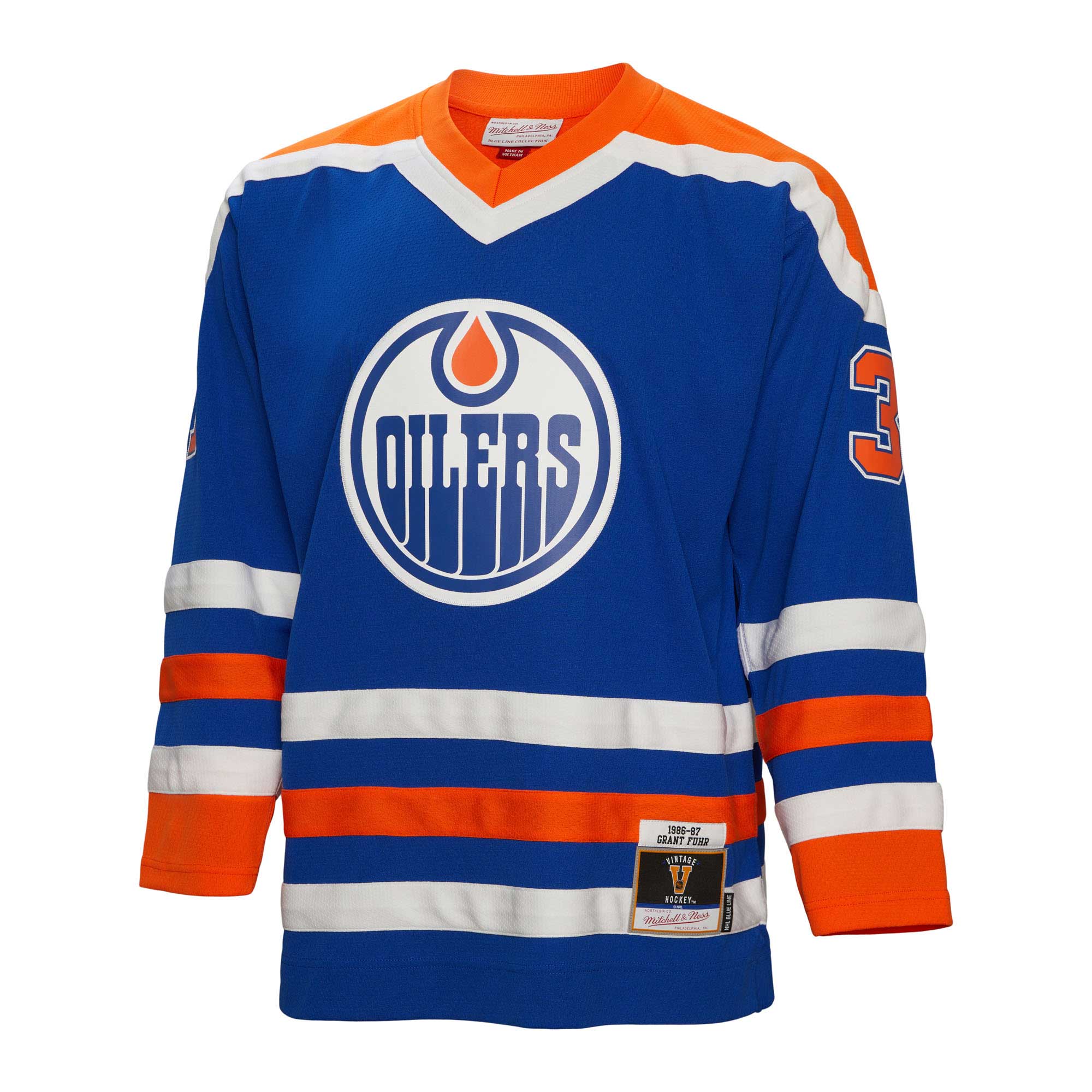 Grant Fuhr Edmonton Oilers Mitchell & Ness  1986/87 Blue Line   Jersey – Royal