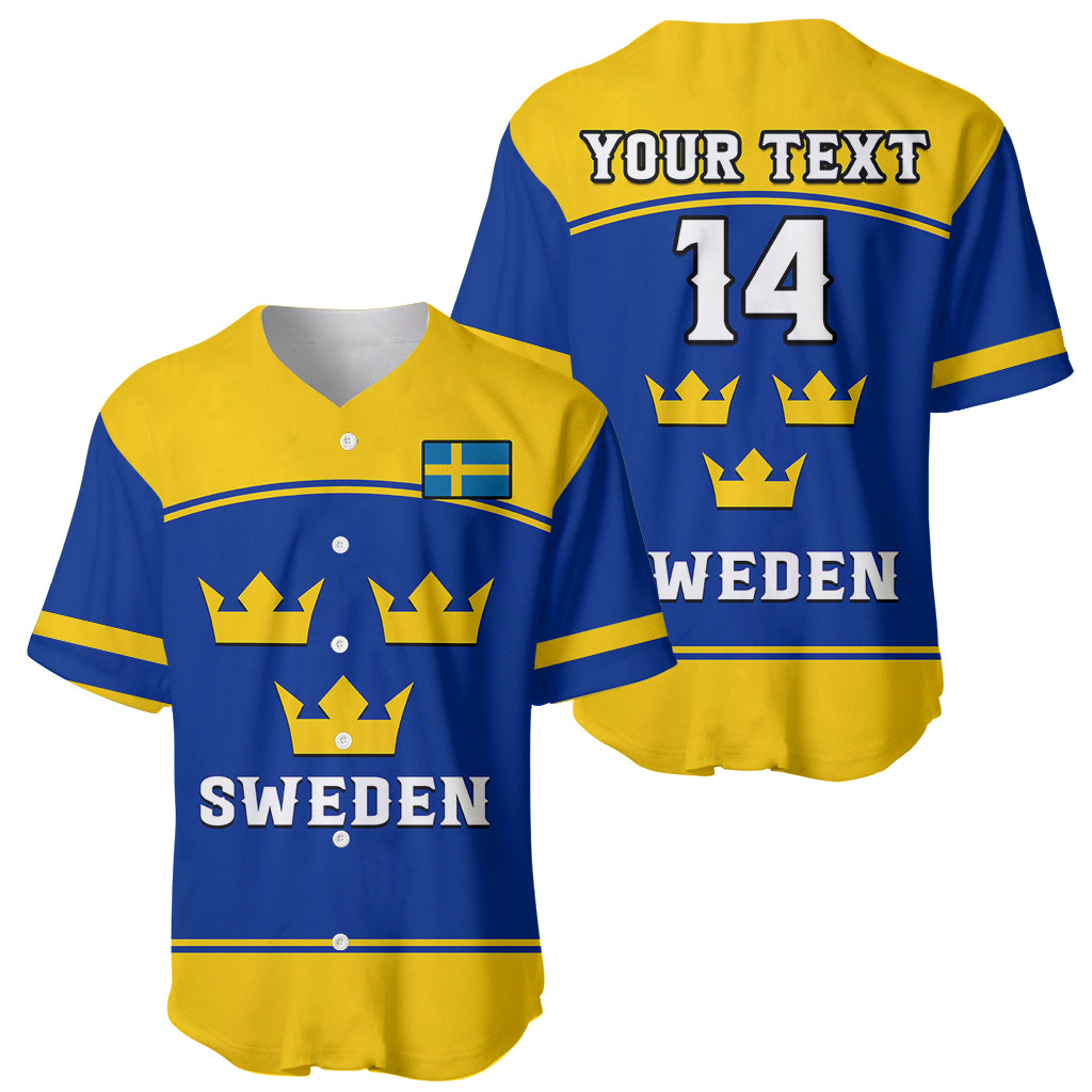 (Custom Text And Number) Sweden Hockey 2023 Sporty Style Baseball Jersey LT14