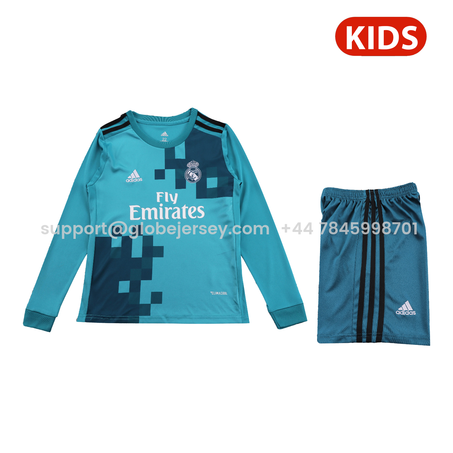 Retro Real Madrid 17-18 Third Long Sleeves Kids Kit