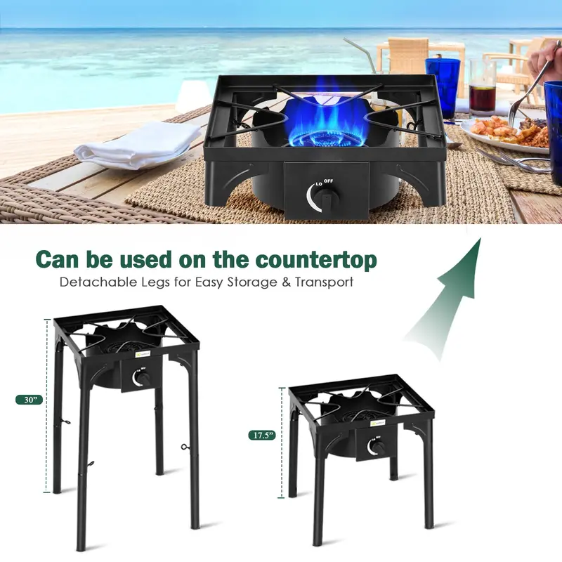 100.000 BTU Outdoor Propane Camp Stove – High-Pressure Gas Cooking Station