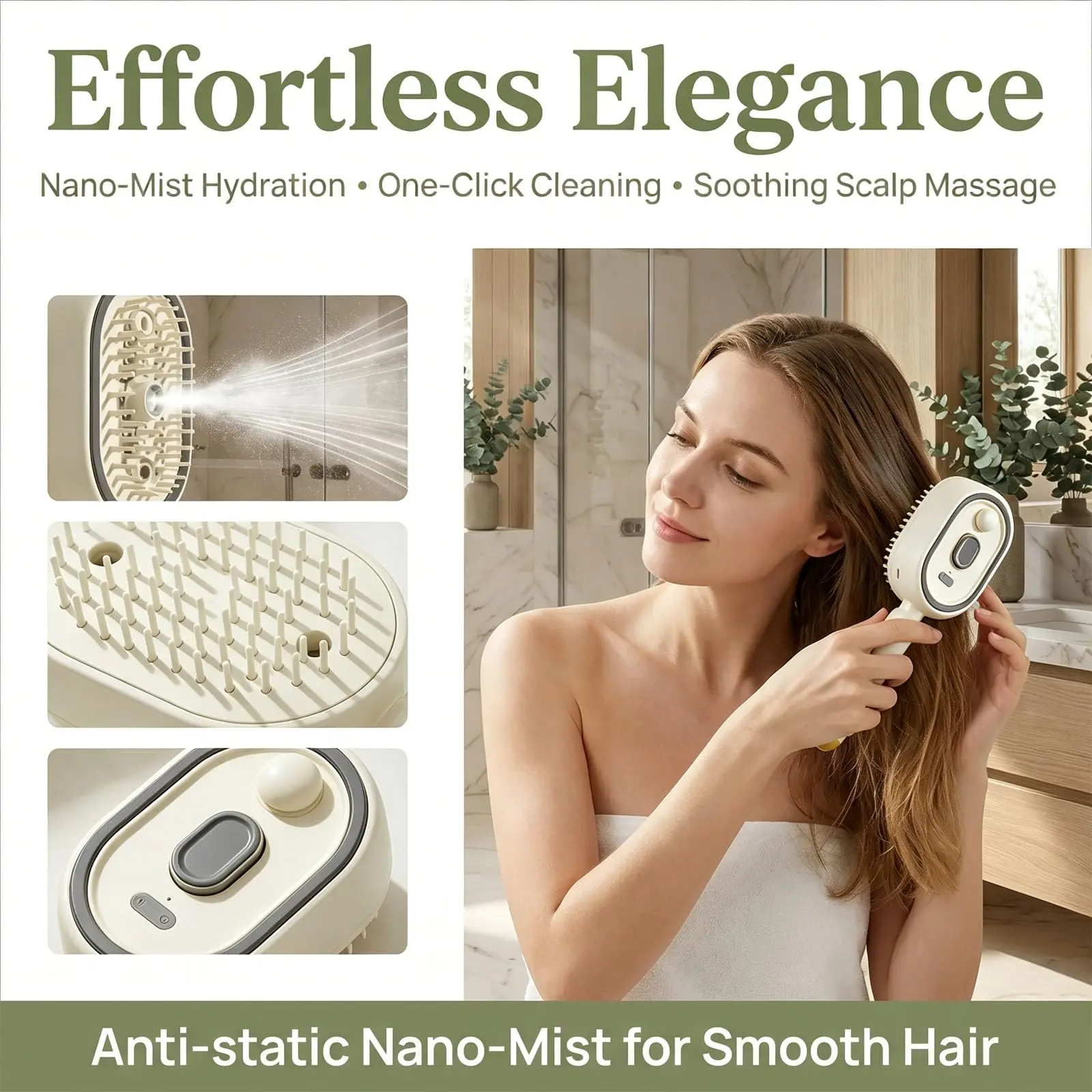 Rechargeable Steam Hair Straightener, Detangling Steams Brush