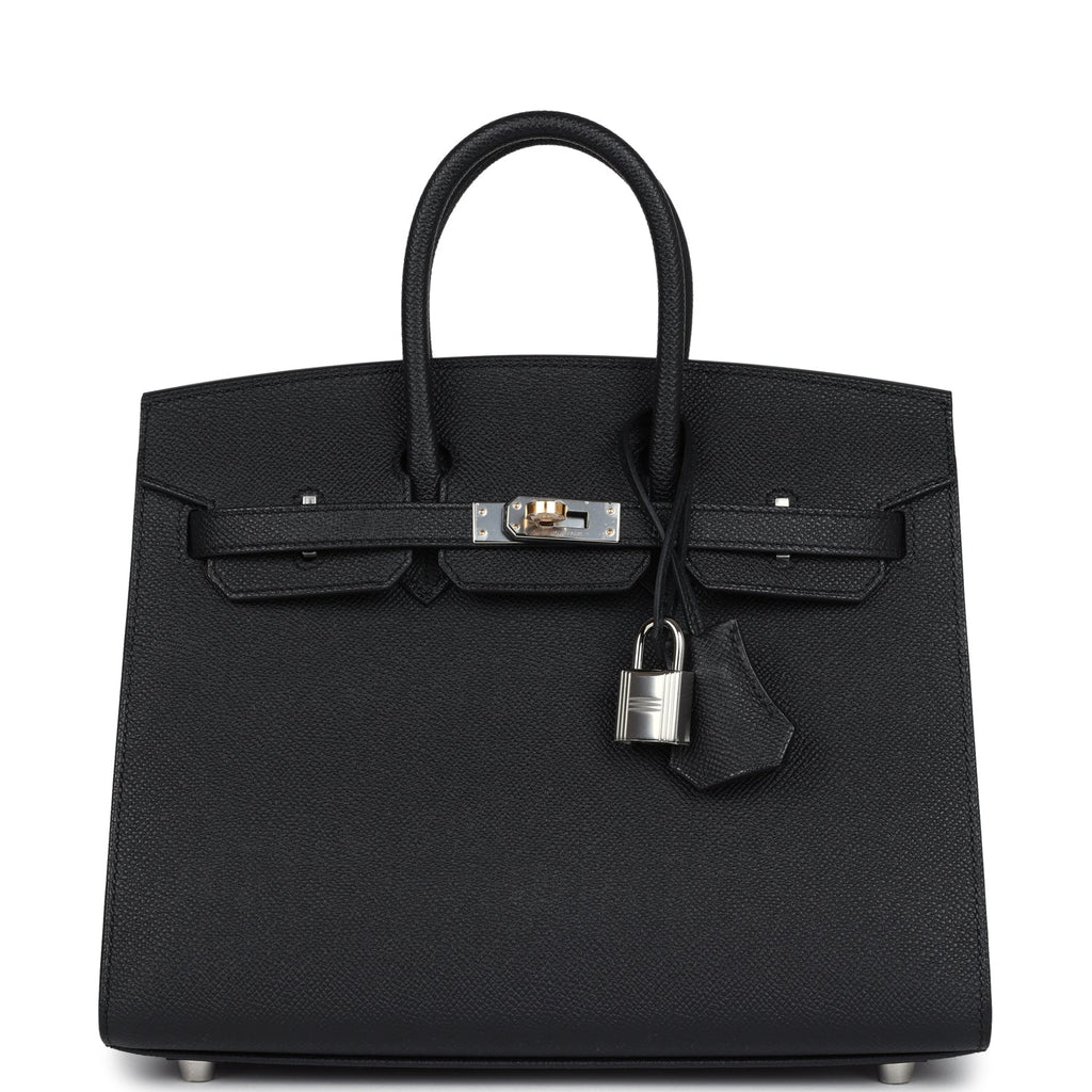 Birkin Sellier 25 Black Epsom Electrum Hardware
