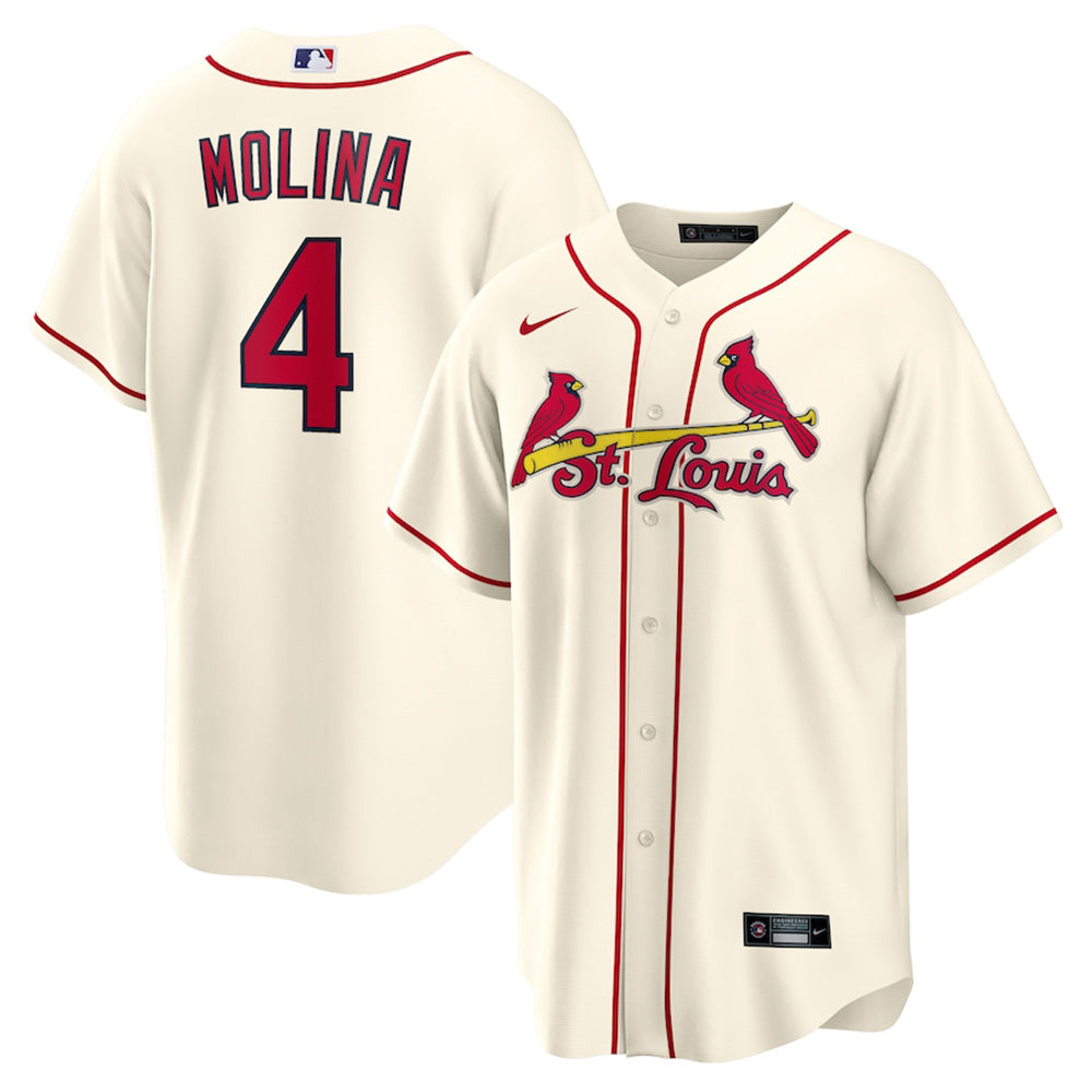 Men's St. Louis Cardinals Yadier Molina Alternate Player Name Jersey - Cream