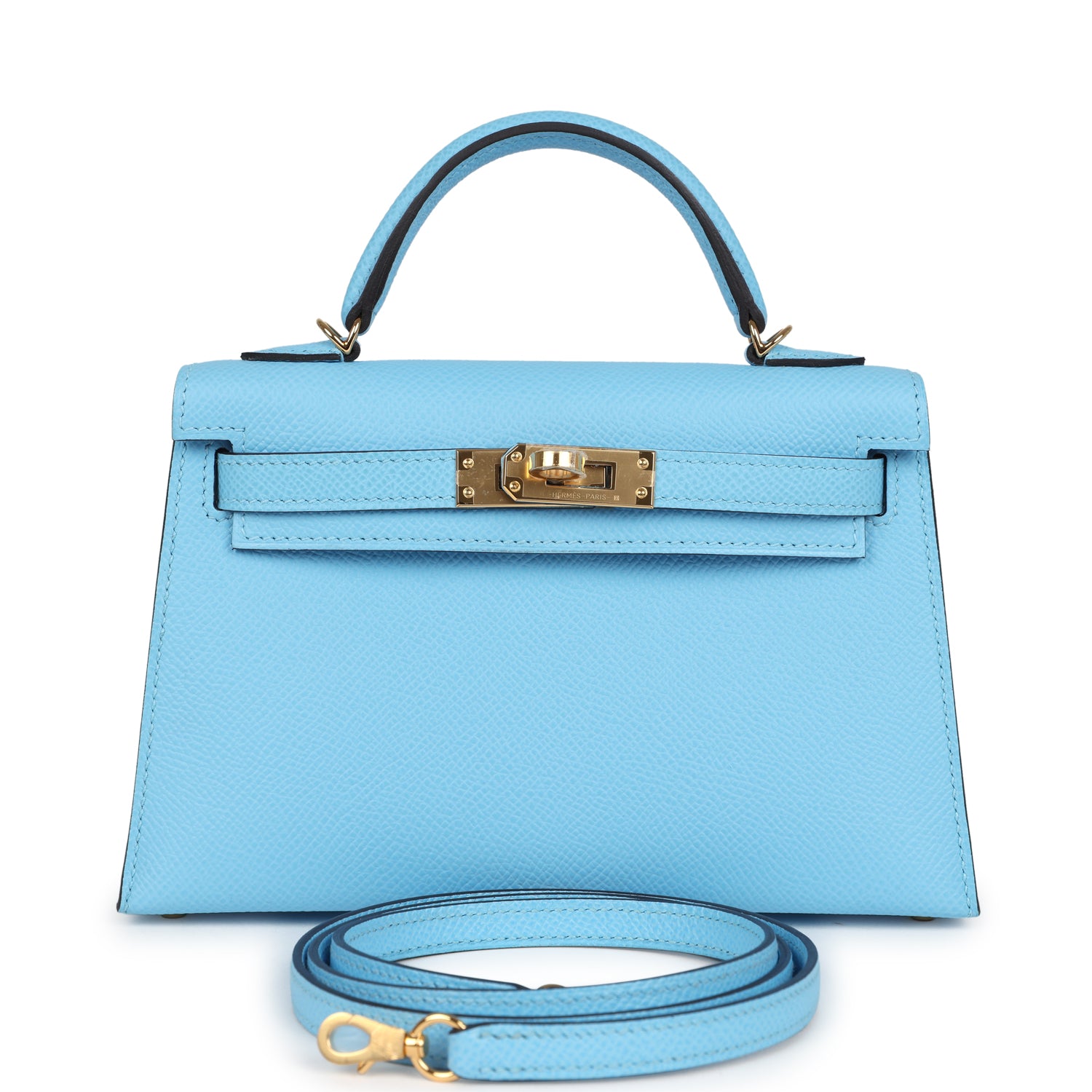 Kelly Sellier 20 Celeste Epsom Gold Hardware