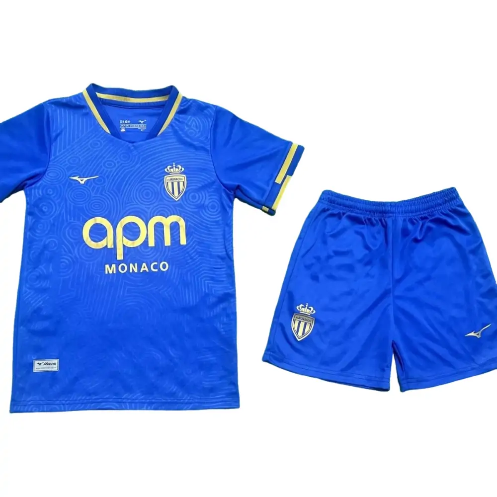 2025-26 AS Monaco Away Kit - Short Sleeve Children's suit Fans Edition