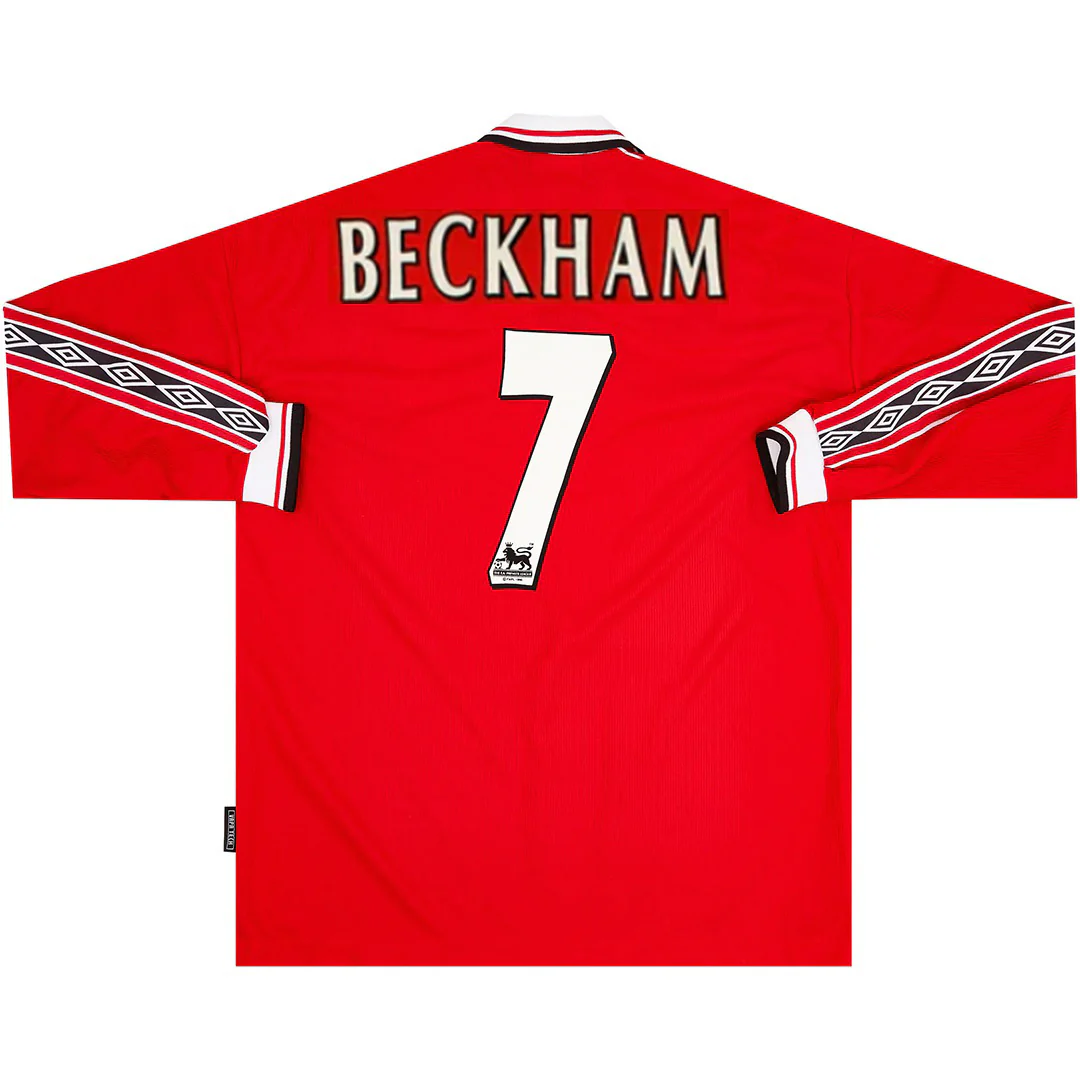 Beckham #7 Manchester United 1998/99 Home Long Sleeve Retro Jersey