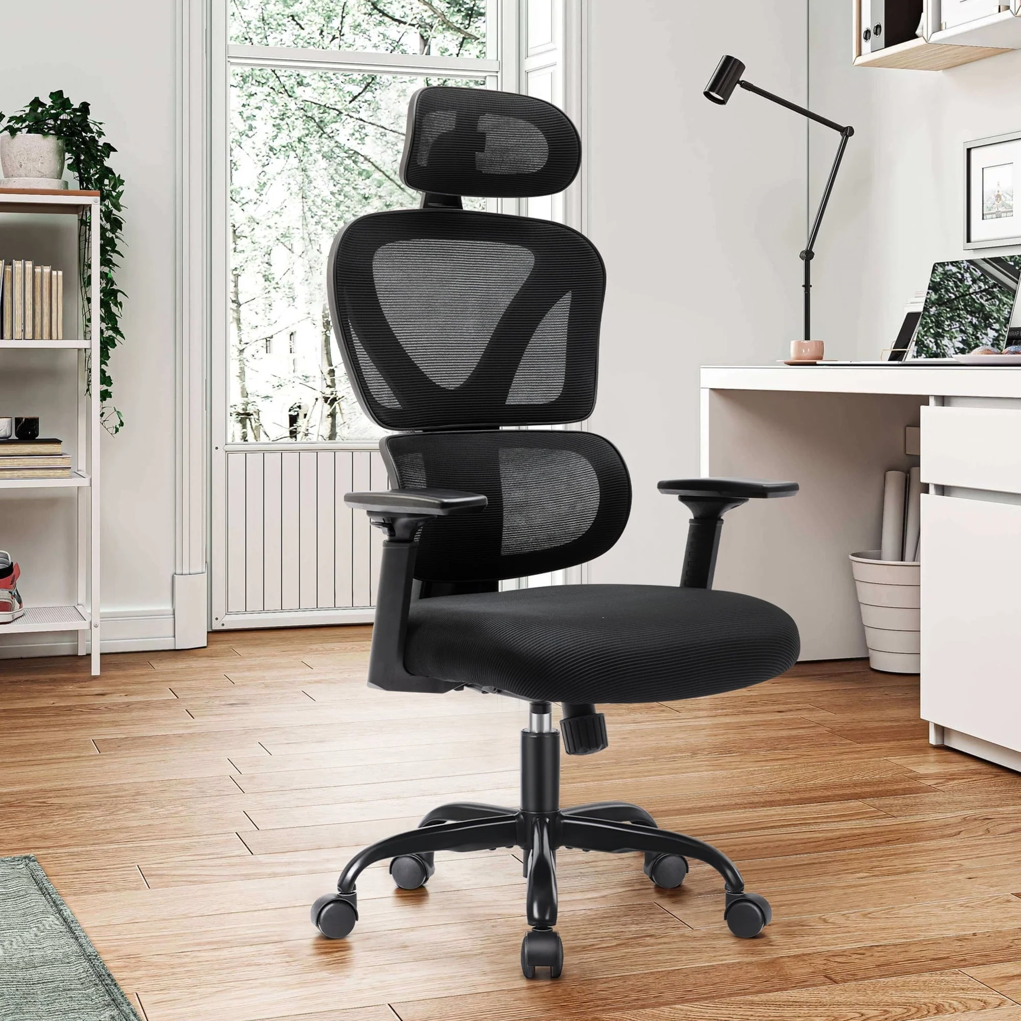 Coolhut Ergonomic Office Chair, High Back Adjustable Computer Desk Chair with Lumbar Support, 300lb, Black
