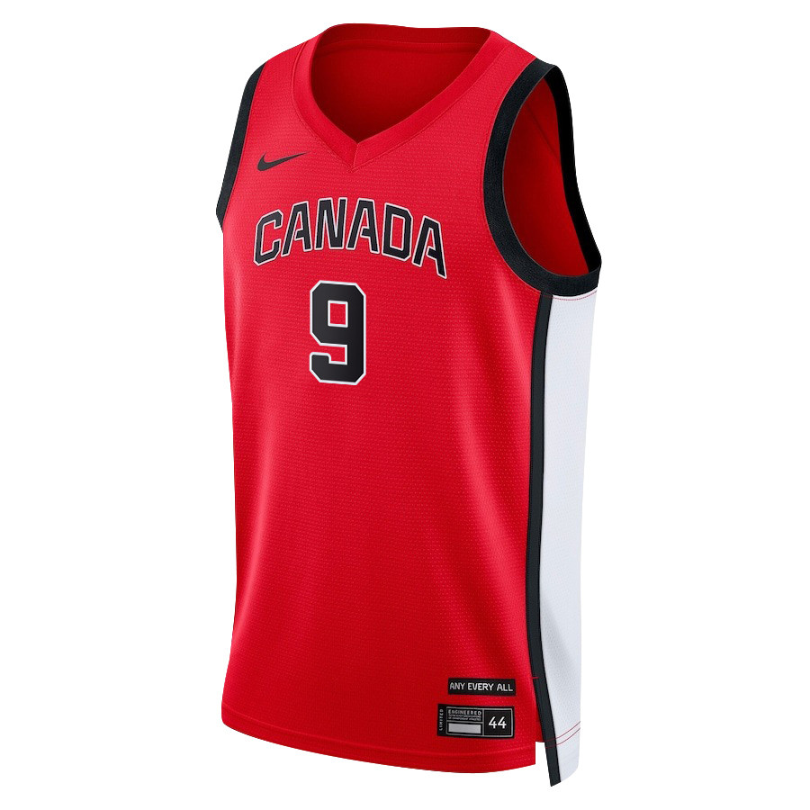 RJ Barrett 9 Canada Basketball Men’s National Team 2024 Swingman Fan Support Team Jersey – Red