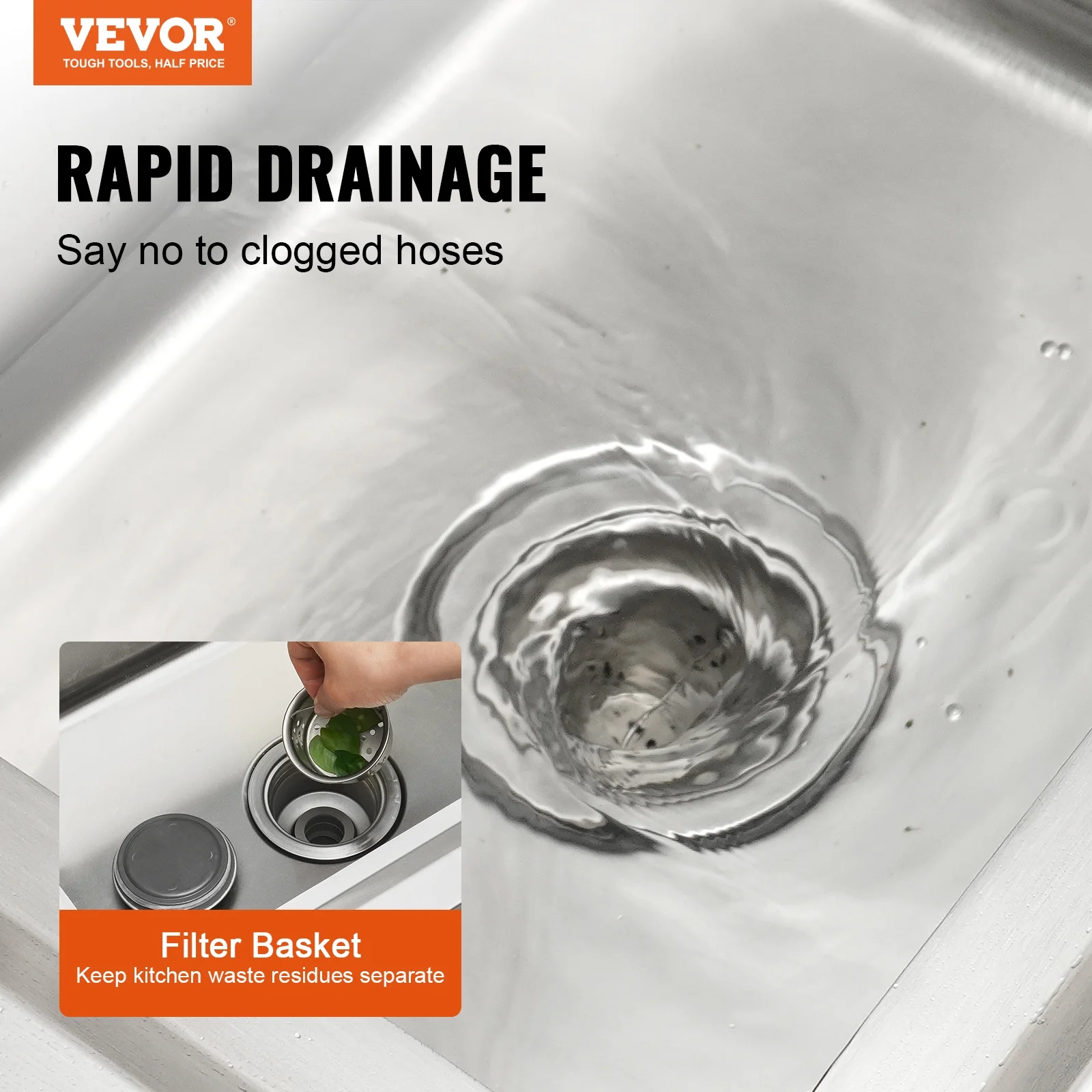 VEVOR Stainless Steel Utility Sink, 1 Compartment Free Standing Small Sink w/Workbench Faucet & legs, 39.4 x 19.1 x 37.4 in Commercial Single Bowl Sinks for Garage, Restaurant, Laundry,NSF Certified