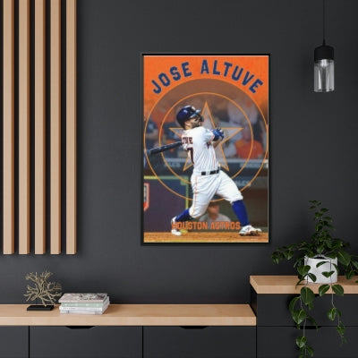Jose Altuve Houston Astros Home Run Swing Premium Wall Art Framed Canvas