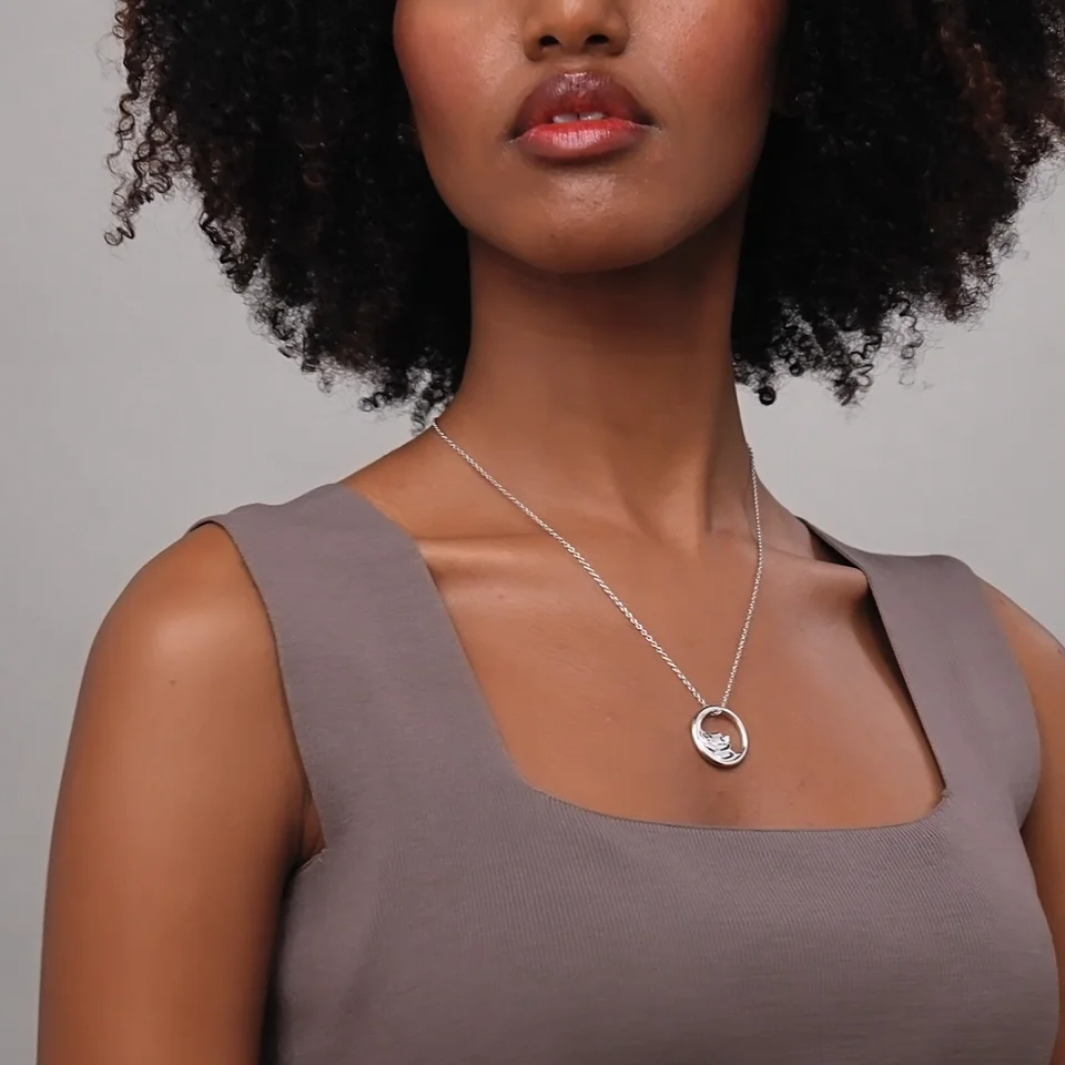 Mountain Range Diamond Pendant in Silver