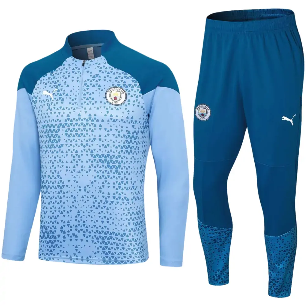 2023/2024 Manchester City Half-Pull Training Suit blue Football Shirt 1:1 Thai Quality Set