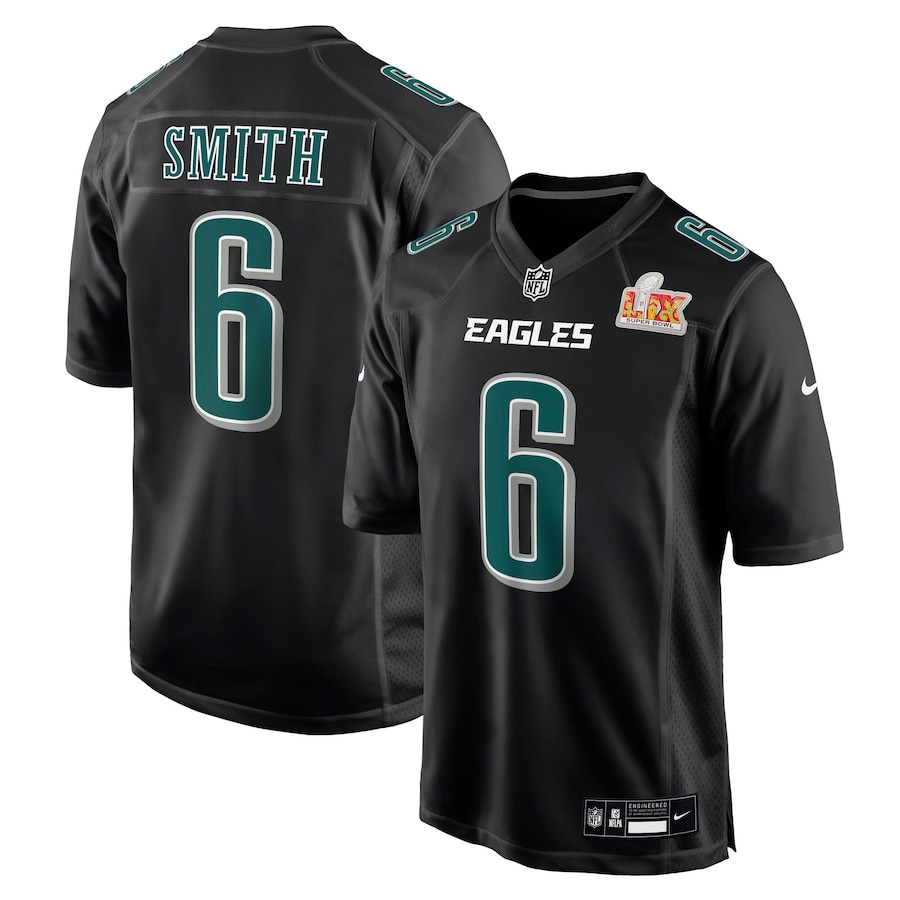 Men's Philadelphia Eagles DeVonta Smith Carbon Black Super Bowl LIX Fashion Jersey