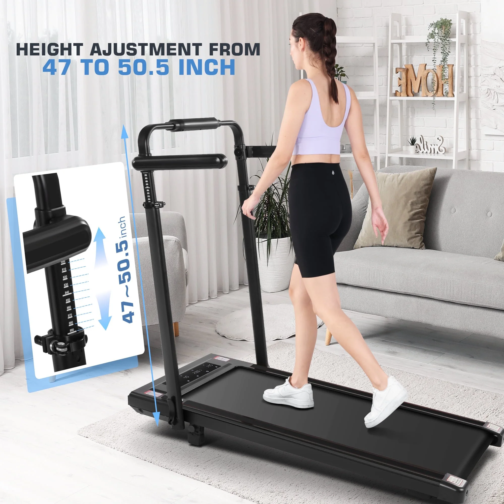 Simpfree 3 in 1 Under Desk Treadmill with Removable Desk, Walking Pad with Height Adjustable Armrests, LED Touch Screen, Remote Control, 0.5-7.5 mph