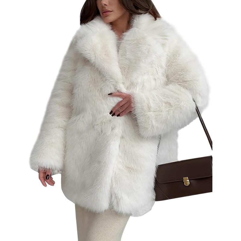Women's Long Faux Fur Coats Fluffy Faux Fur Jacket Long