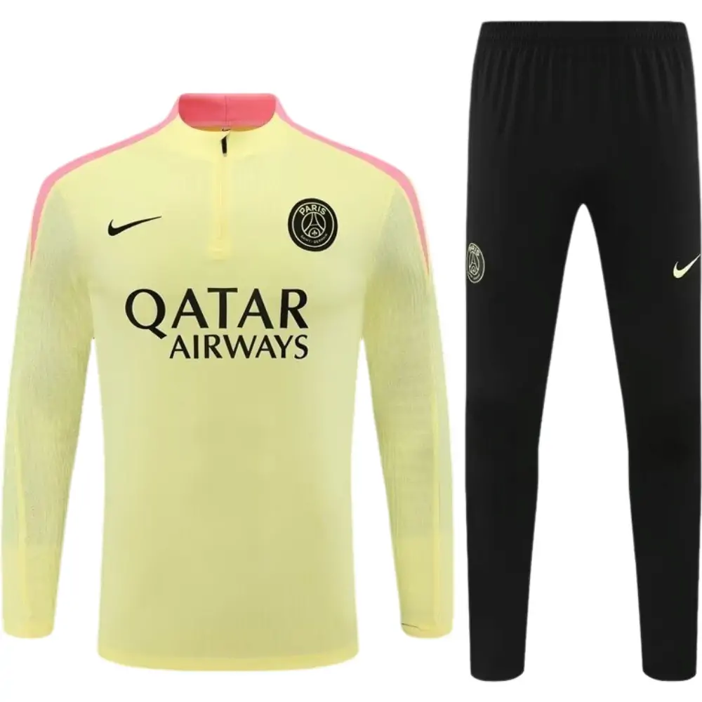 2024/25 Paris half-pull training suit light yellow 1:1 Thai quality suit