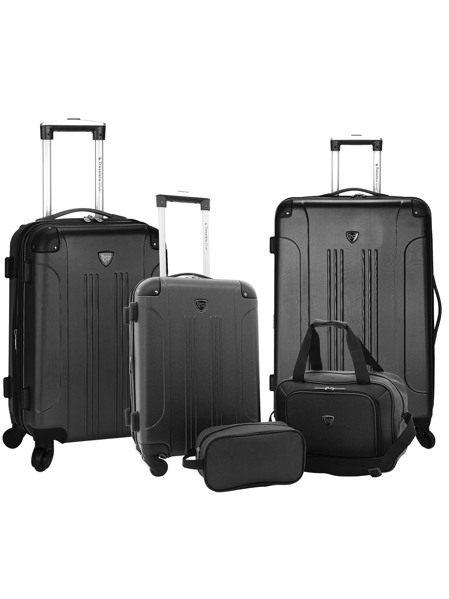 Travelers Club Chicago Plus 5pc Expandable Hardside Luggage Set, Black