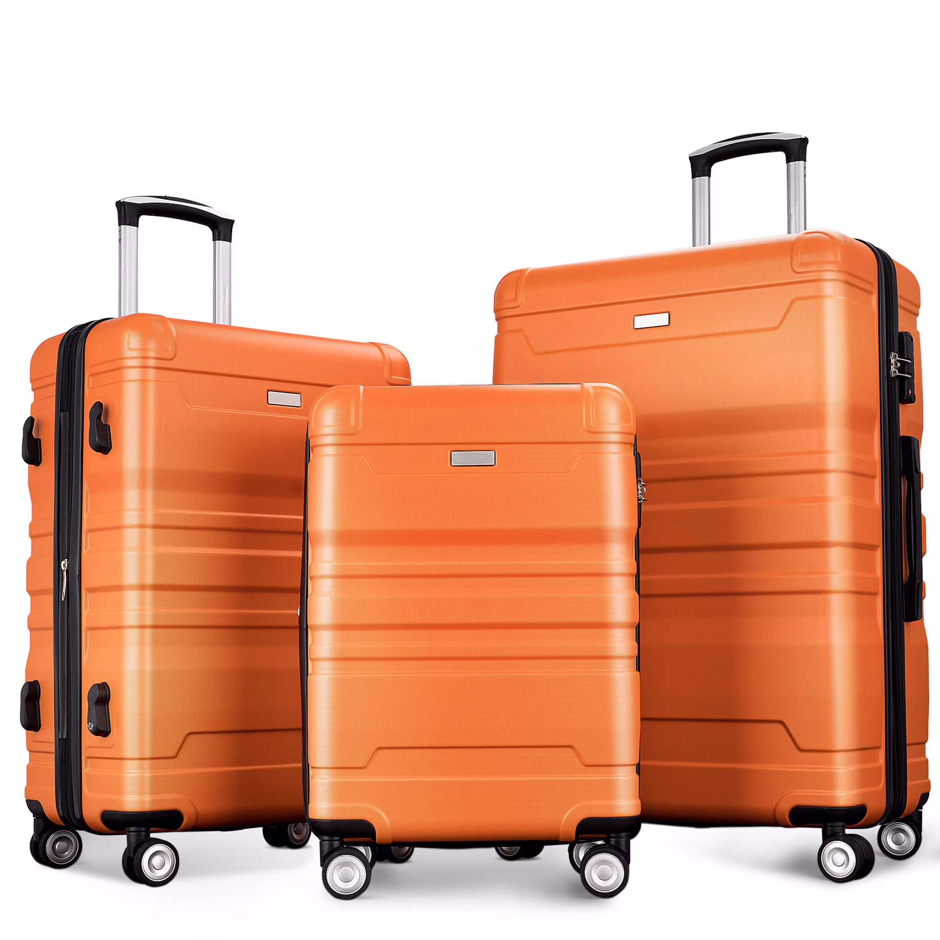 Luggage Sets New Model Expandable ABS Hardshell 3pcs Clearance Luggage Hardside Lightweight Durable Suitcase sets Spinner Wheels Suitcase with TSA Lock 20''24''28''(blue and brown)