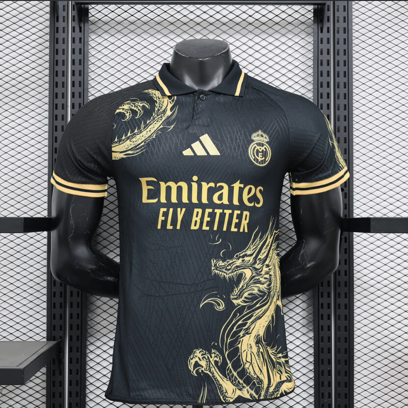 2024/2025 Player Version Real Madrid Chinese Dragon Black Football Shirt 1:1 Thai Quality