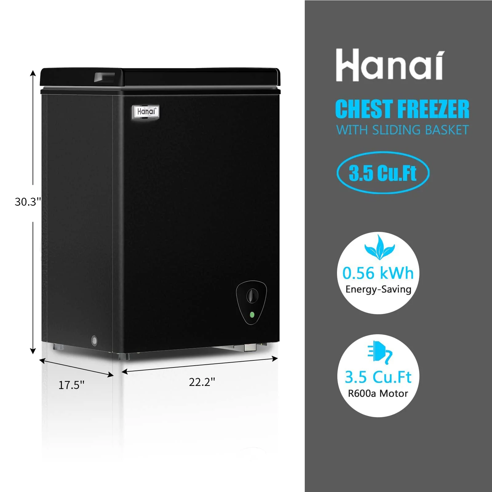 WANAI 3.5 Cu.ft Freezer, Chest Freezer, Deep Freezer with Top Open Door