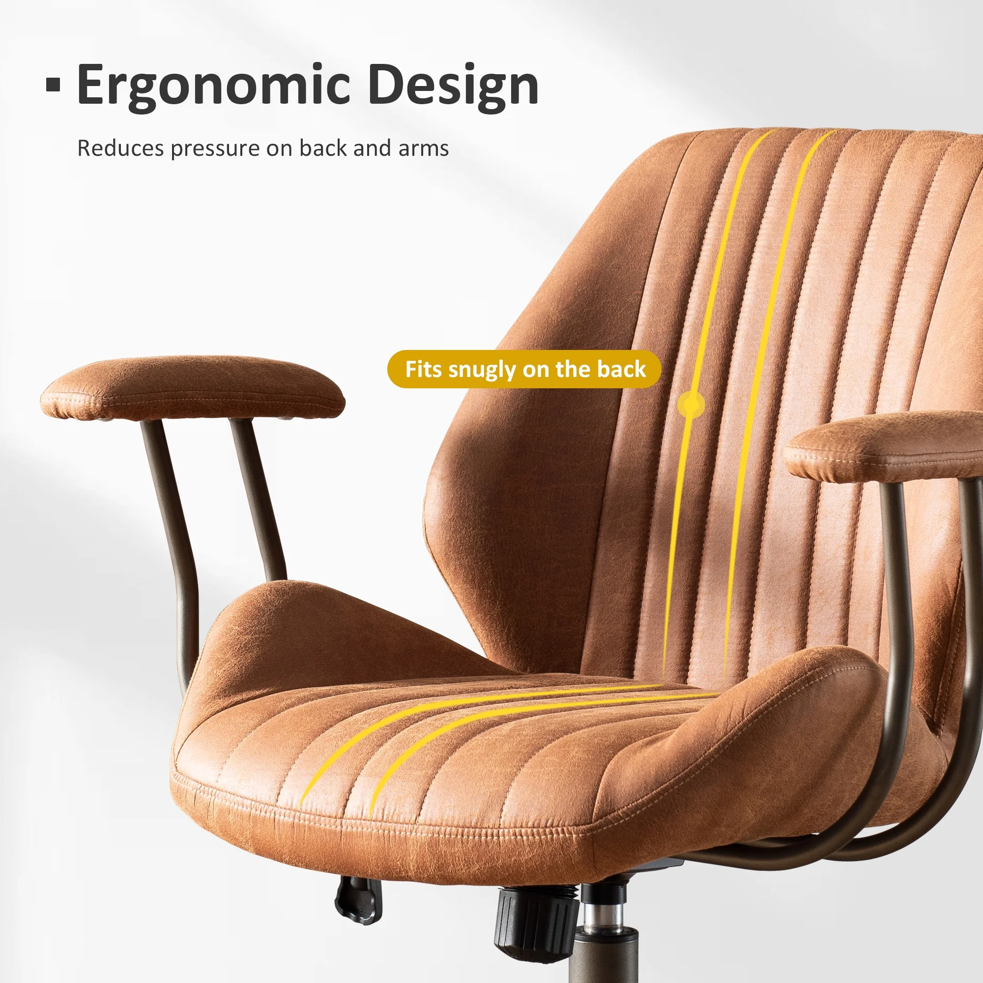 Ovios Ergonomic Office Chair Modern Computer Desk Suede Fabric Desk Chair with Lumbar Support for Home Office