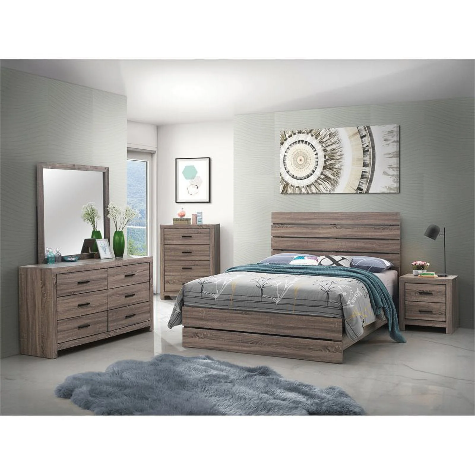 Brantford 4-piece Eastern King Panel Bedroom Set Barrel Oak