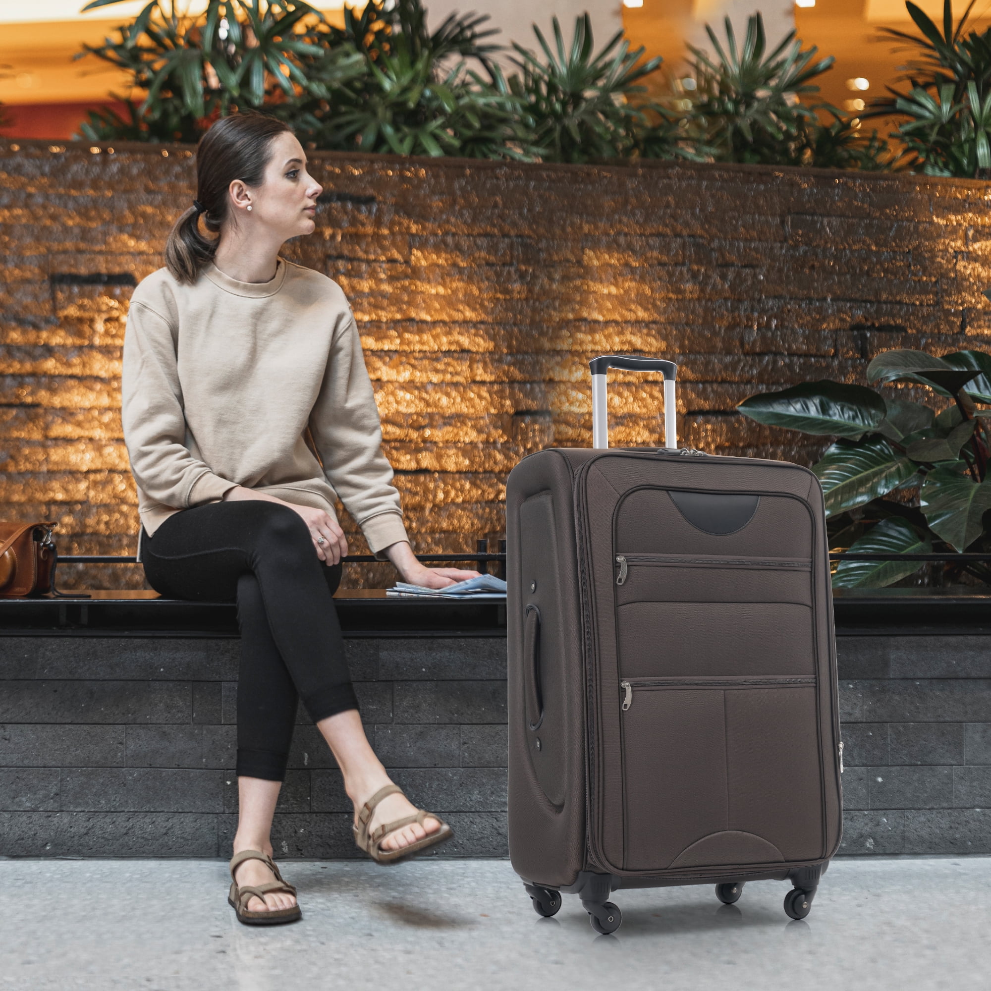 EUROCO 3 Piece Softside Luggage Set,Expandable Suitcase Set with TSA Lock and Spinner Wheels,Lightweight Suitcase for Men Women(20