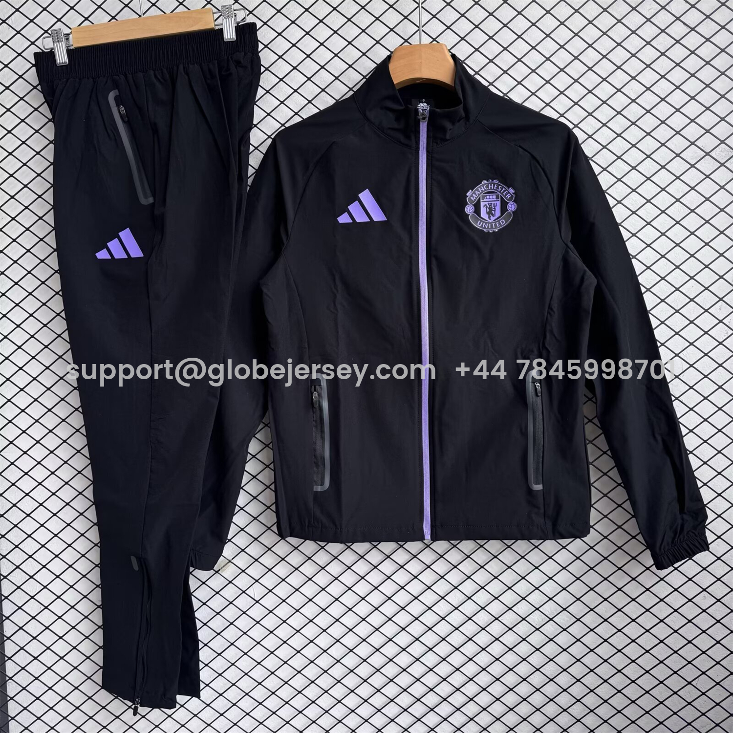 Manchester United 25-26 Windbreaker Training Set - Purple Black Top and Pants