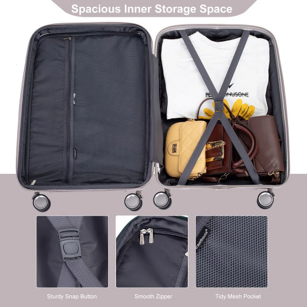 3 Piece Luggage Set Expandable Suitcases Set with Spinner Wheels & TSA Locks, Black