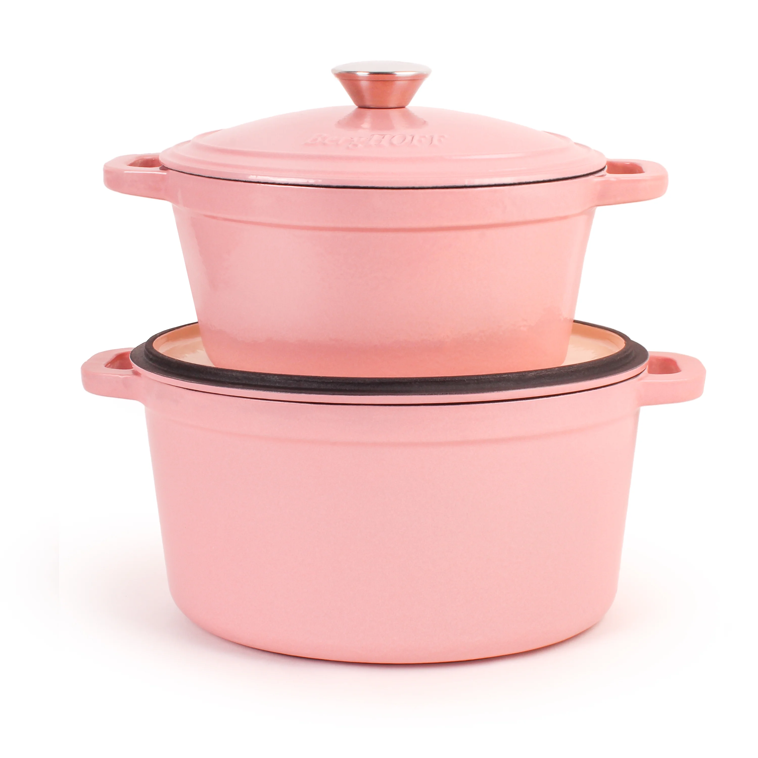 BergHOFF Neo 4Pc Cast Iron Set: 3qt. Covered Dutch Oven & 7qt. Covered Stockpot, Blue