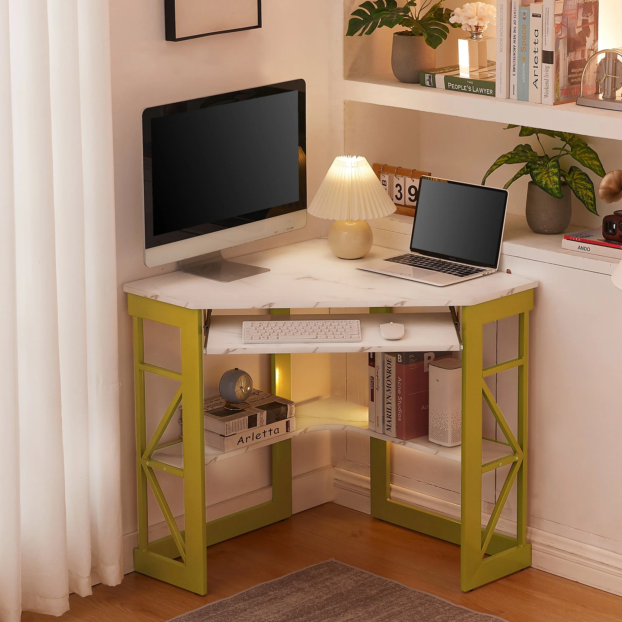 Brown Triangle Corner Desk, Office/Computer/Writing Desk for Student Apartments