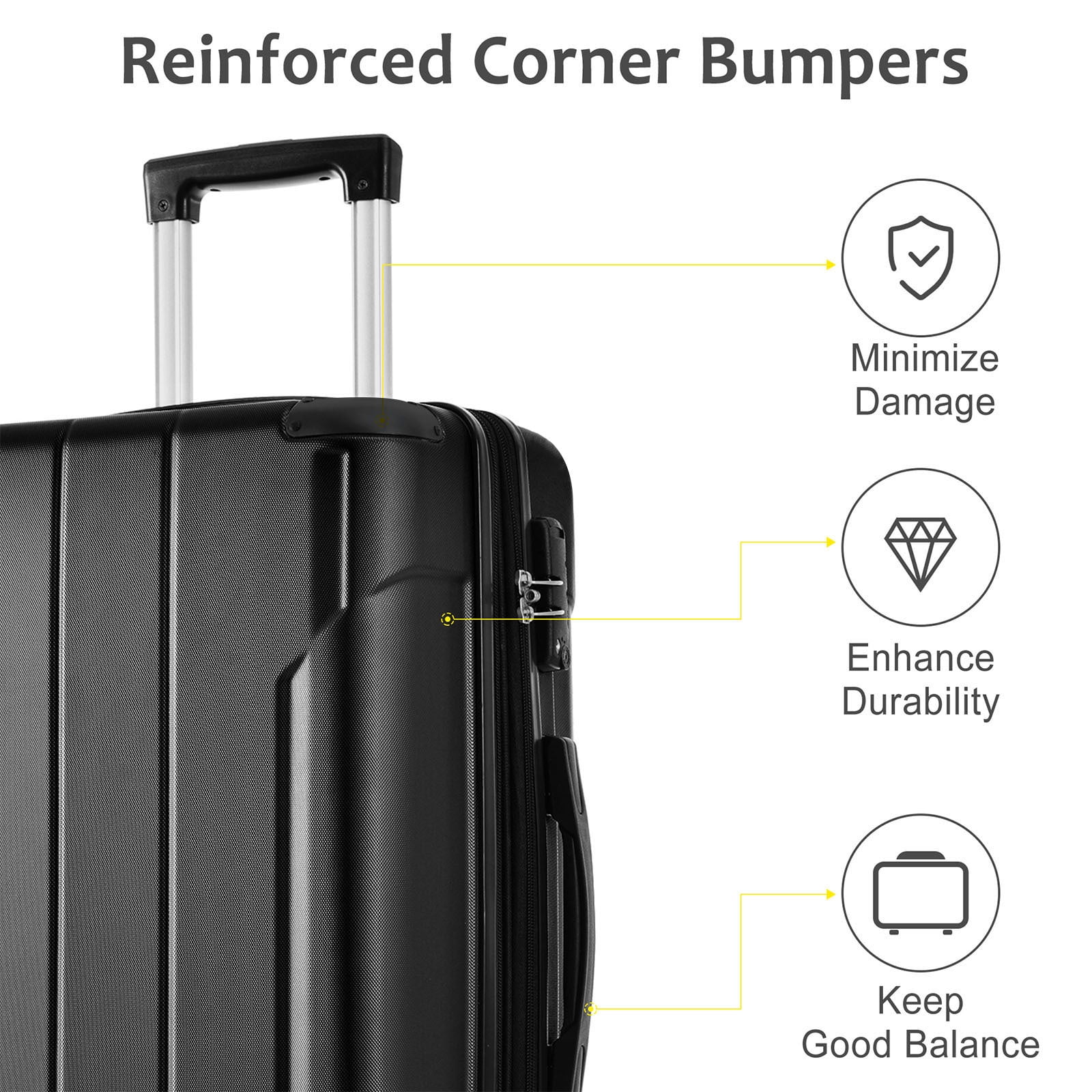 EUROCO 3 Piece Luggage Set, Expandable Hardshell Suitcase with TSA Lock and Double Spinner Wheels,ABS Lightweight Durable Travel luggage Set(20