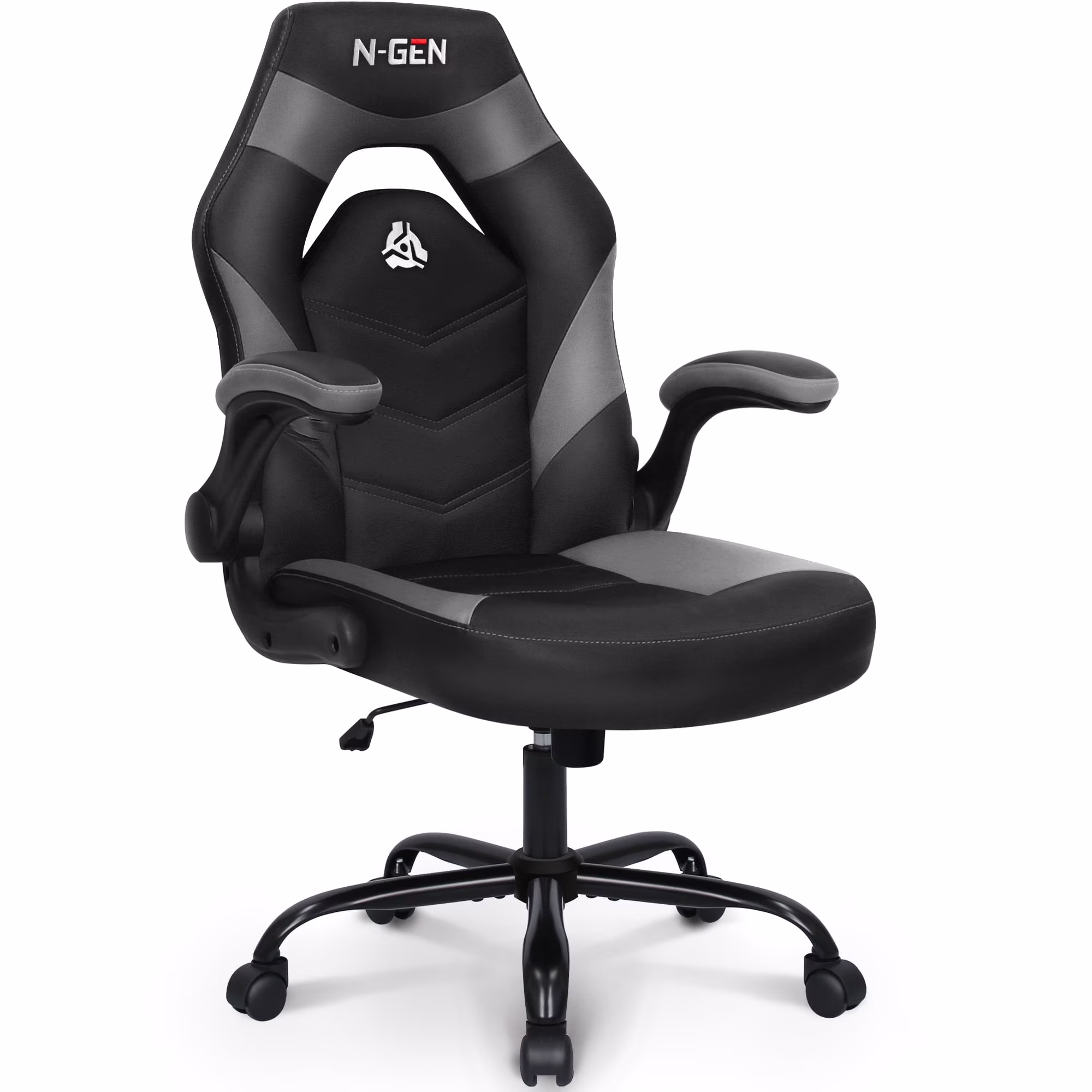 N-GEN Red Gaming Chair, Flip-up Armrest Computer Chair Ergonomic Office Chair PU Leather Desk Chair Executive Adjustable Swivel Task Chair