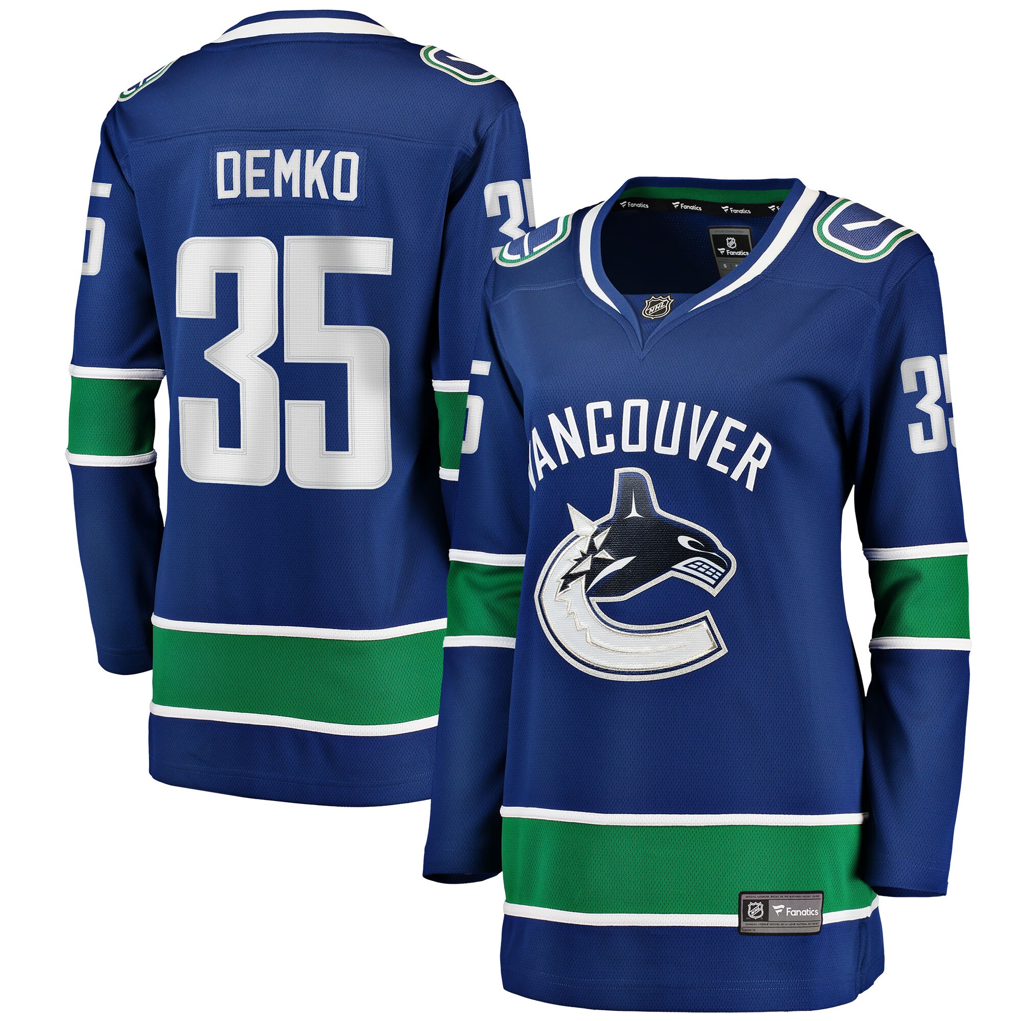 Thatcher Demko Vancouver Canucks Fanatics Women’s Home Breakaway   Jersey – Blue