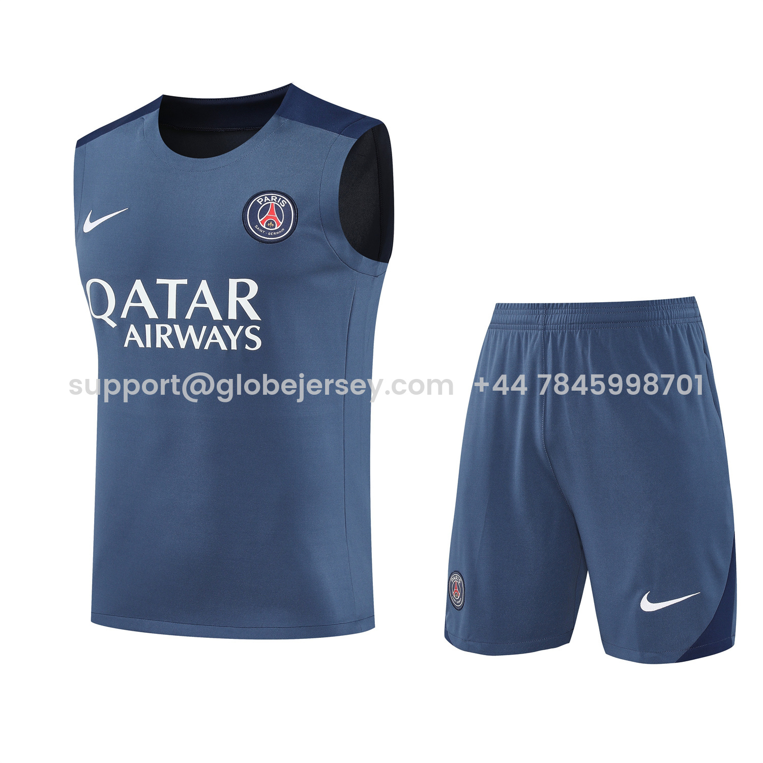 Paris Saint-Germain PSG 25-26 Vest Training Set - Deep Blue Vest & Deep Blue Shorts