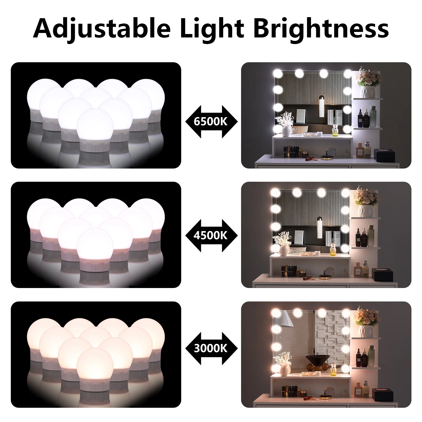 Resenkos Vanity Desk Set with Mirror and Lights for Makeup, 5 Drawers Storage Dresser for Bedroom, White