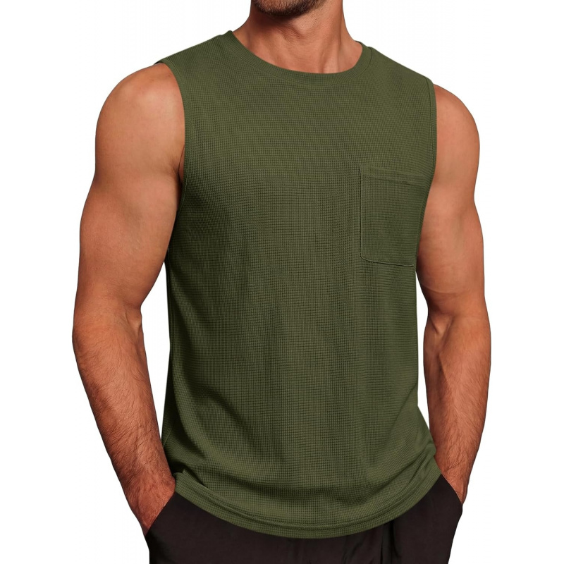 Men's Casual Tank Tops Waffle Knit Sleeveless