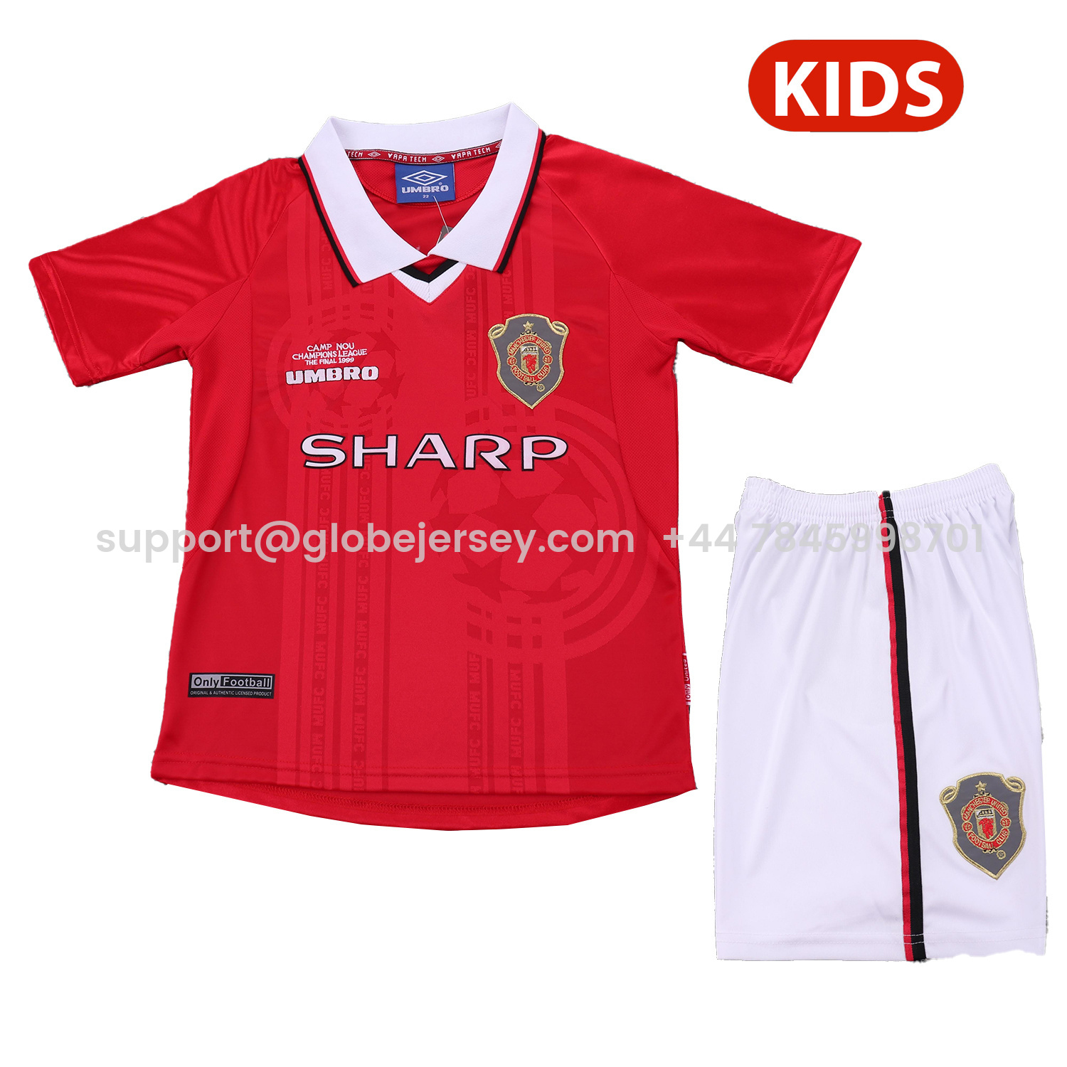 Retro Manchester United 1999-00 Home Kids Kit