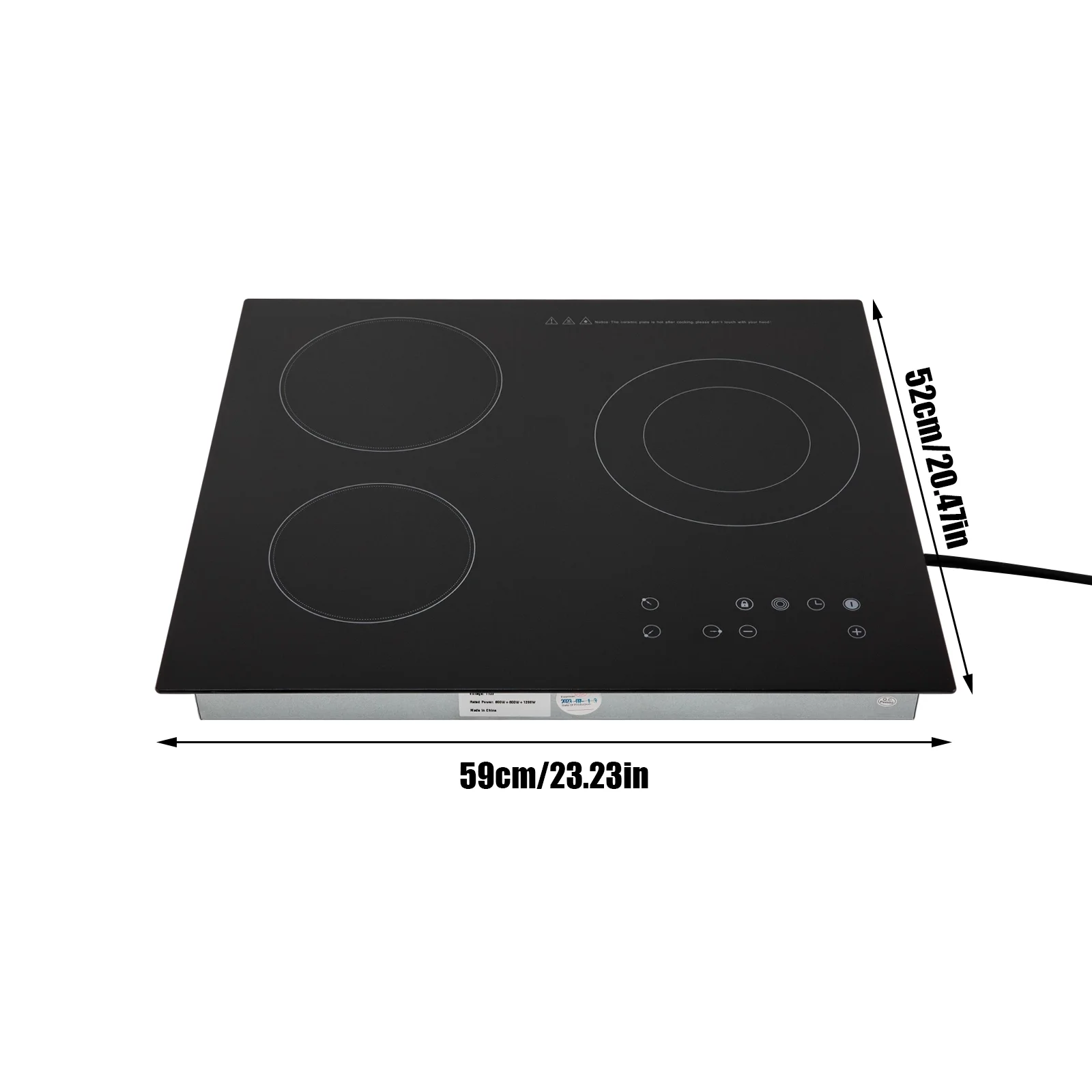 Electric Ceramic Cooktop, 24inch 3 Burners Electric Cooktop with Time Adjustable Function 9 Heating Levels Electric Stove Top