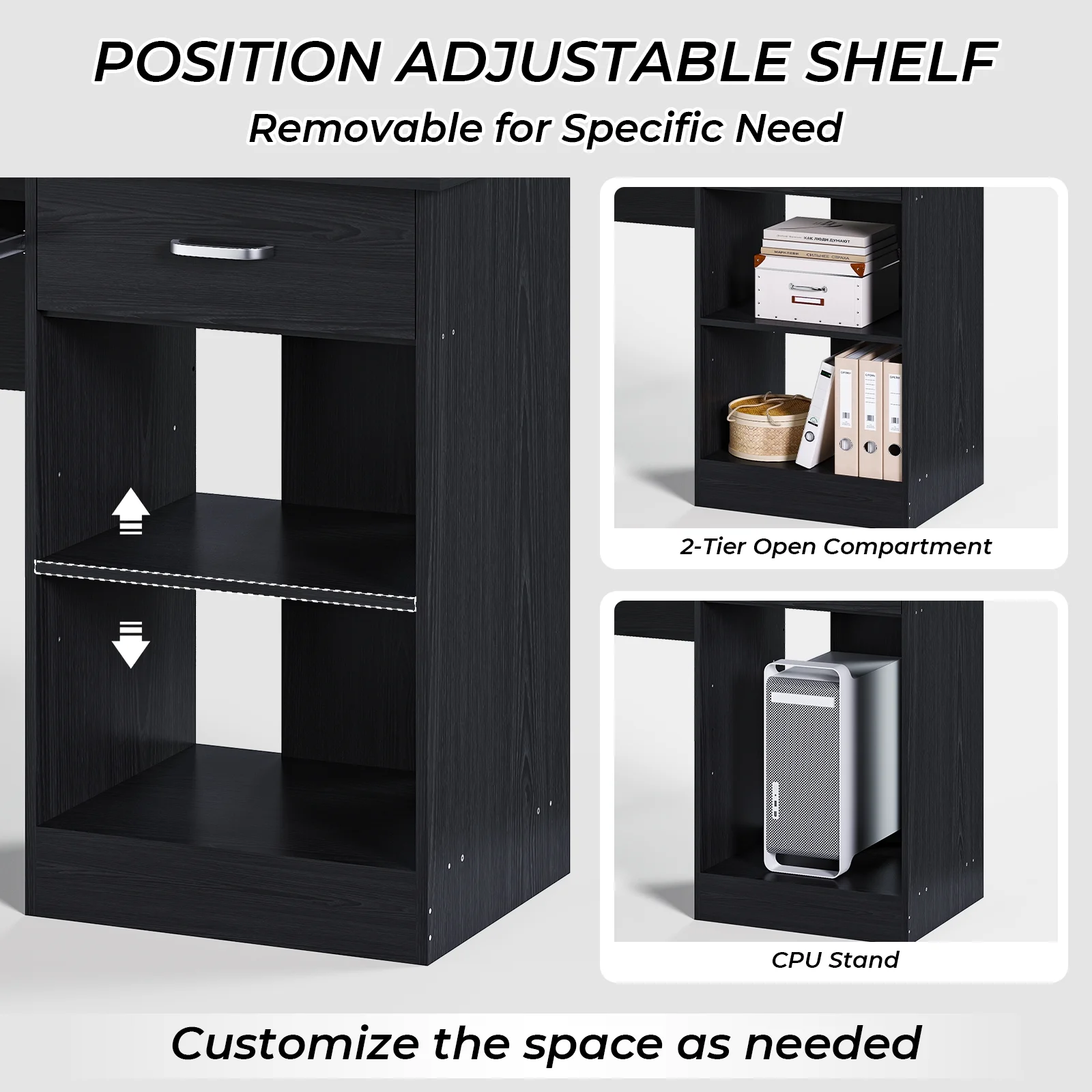Ktaxon Computer Desk Home Office Workstation Laptop Table Drawer Shelf Furniture White
