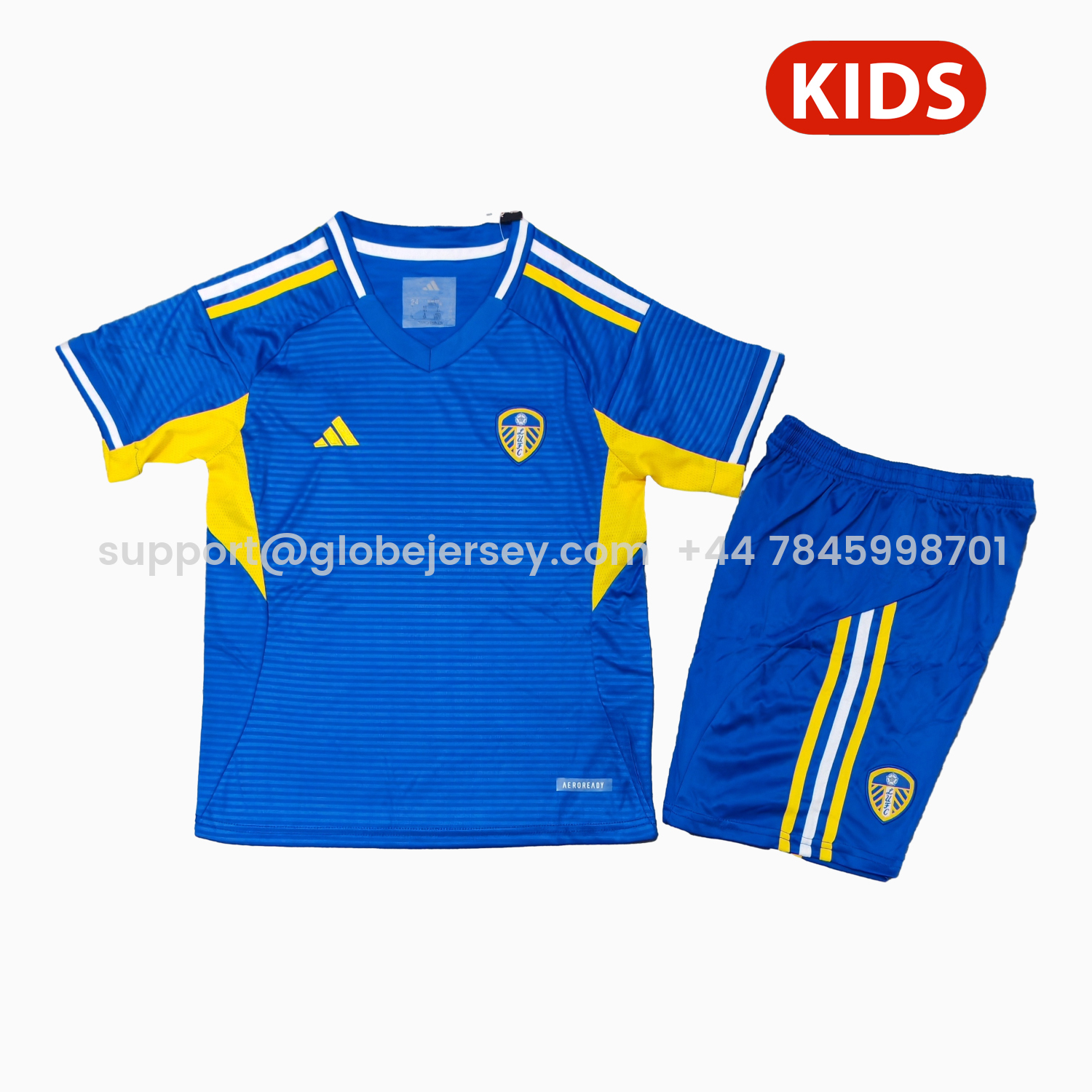 Leeds United 25-26 Away Unsponsored Kids Kit