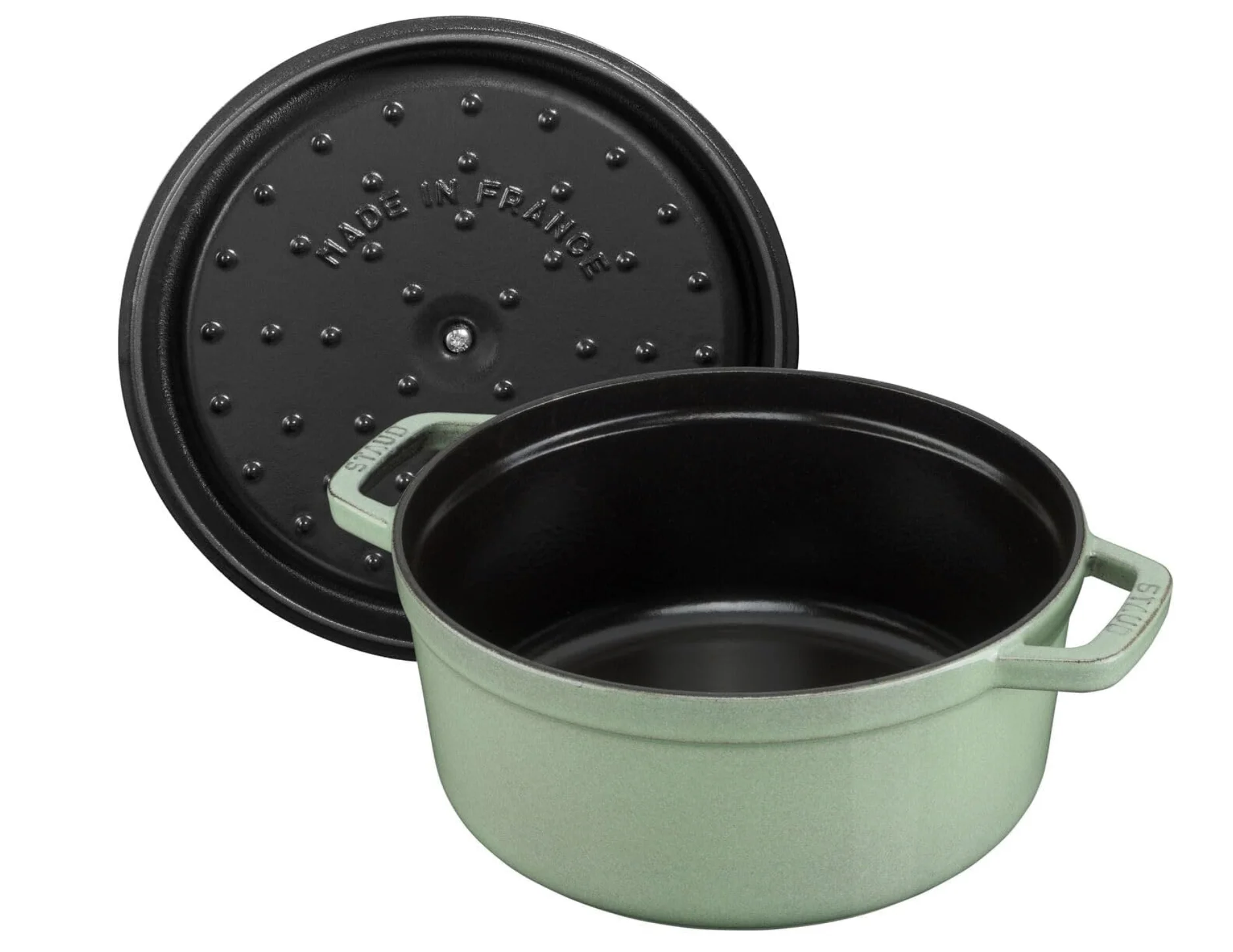 Staub Cast Iron 7-qt Round Cocotte Dutch Oven - Sage, Made In France