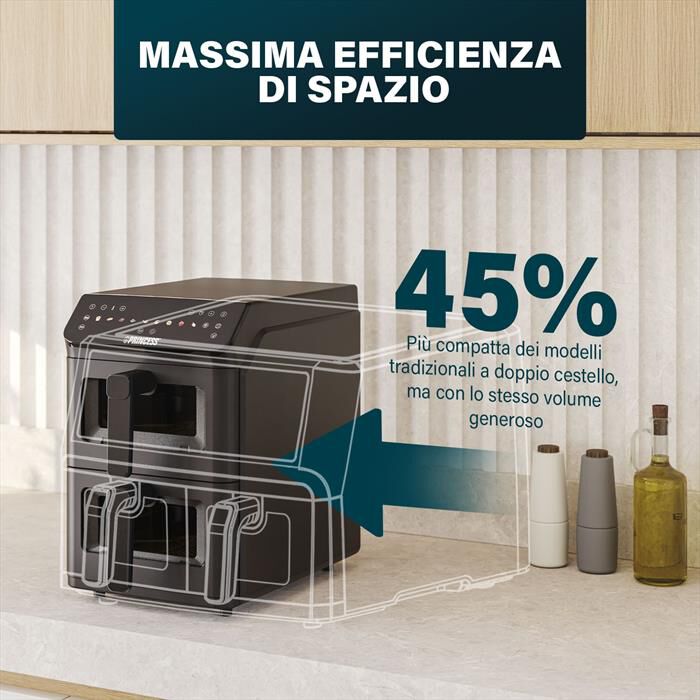 PRINCESS - Friggitrice ad aria DUAL VERTICAL-Nero