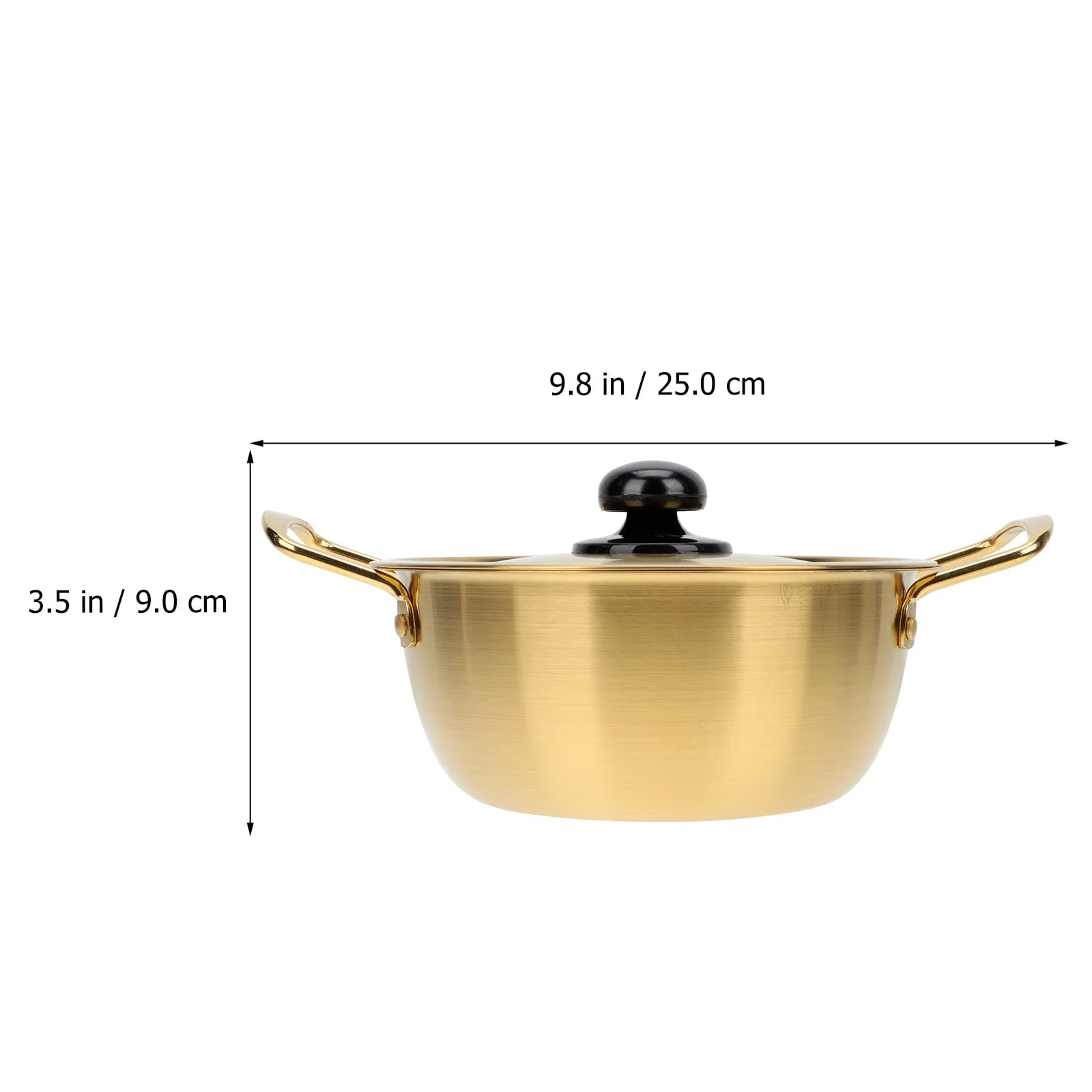 1 Set Stainless Steel Kitchen Pot Double-handle Korean Style Instant Noodles Pot