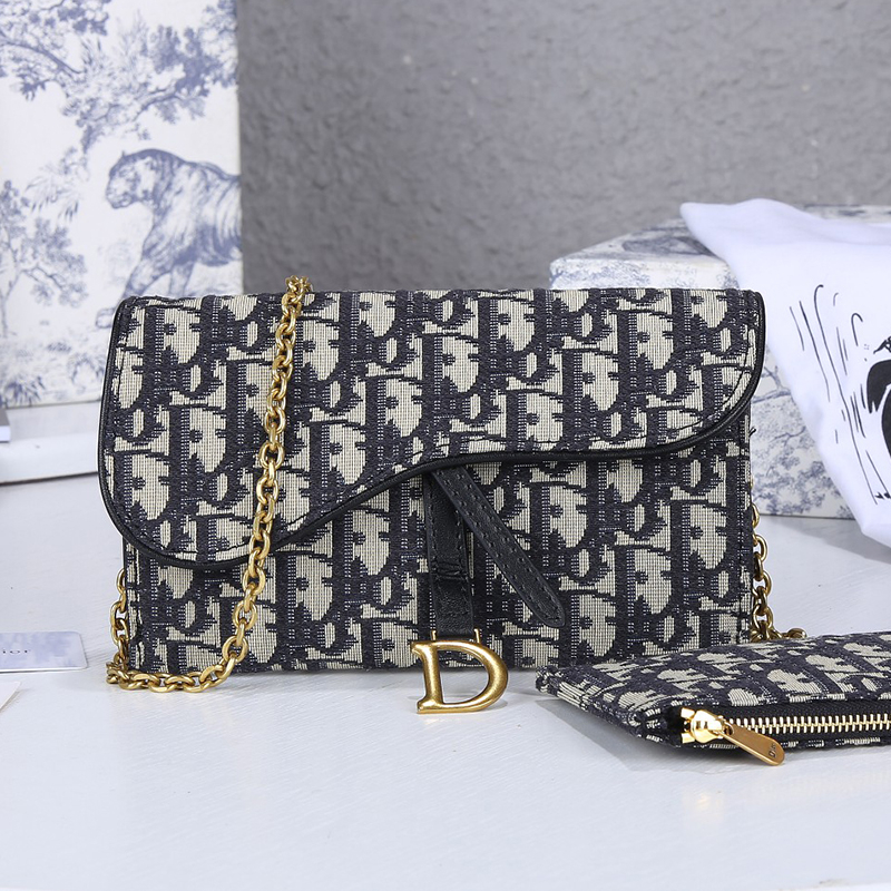 Dior Saddle Bag Blue Oblique Jacquard